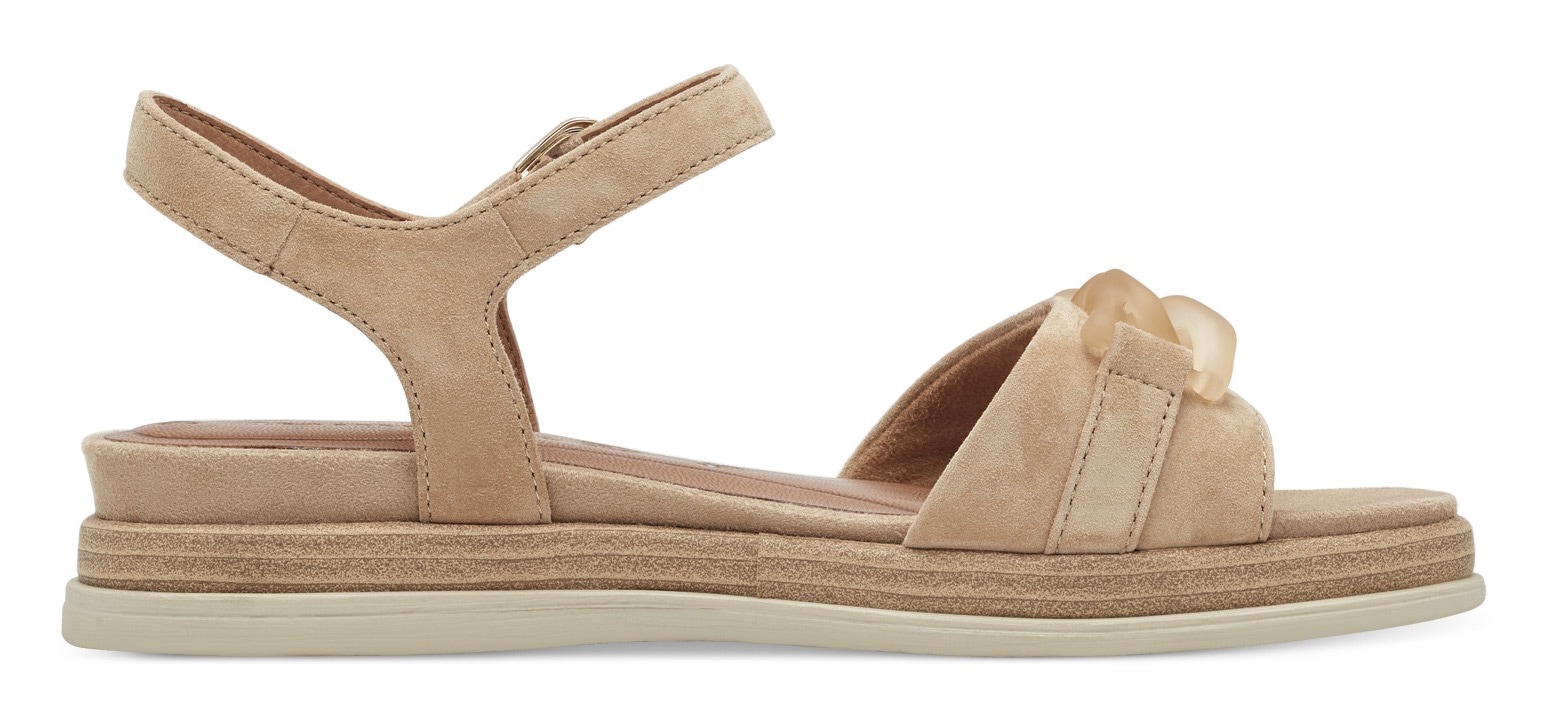Tamaris Keilsandalette, Sommerschuh, Riemchensandale mit mattierter Zierkette