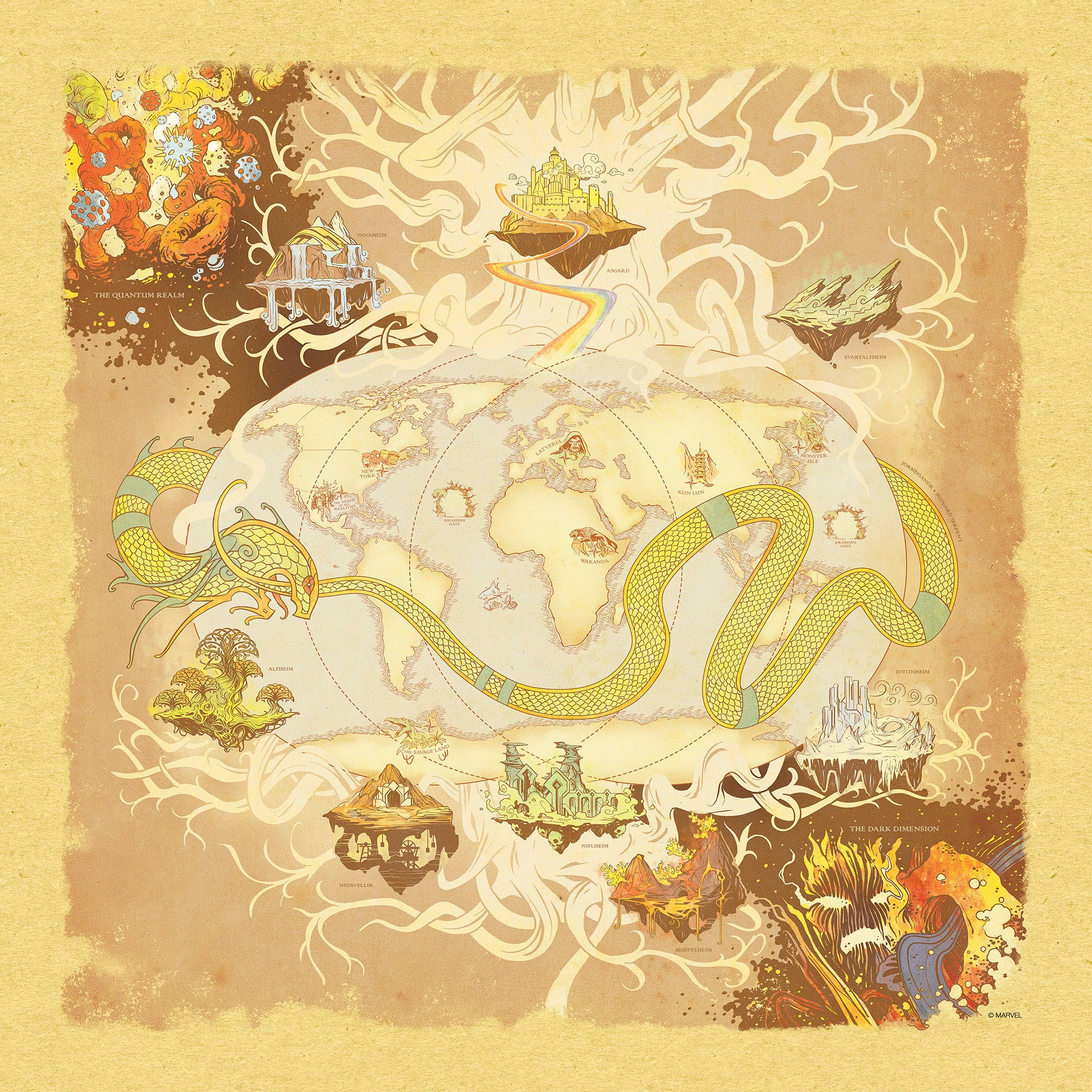Komar Leinwandbild "Marvel World Map - Größe 40 x 40 cm" Disney 40 x 40 cm günstig online kaufen