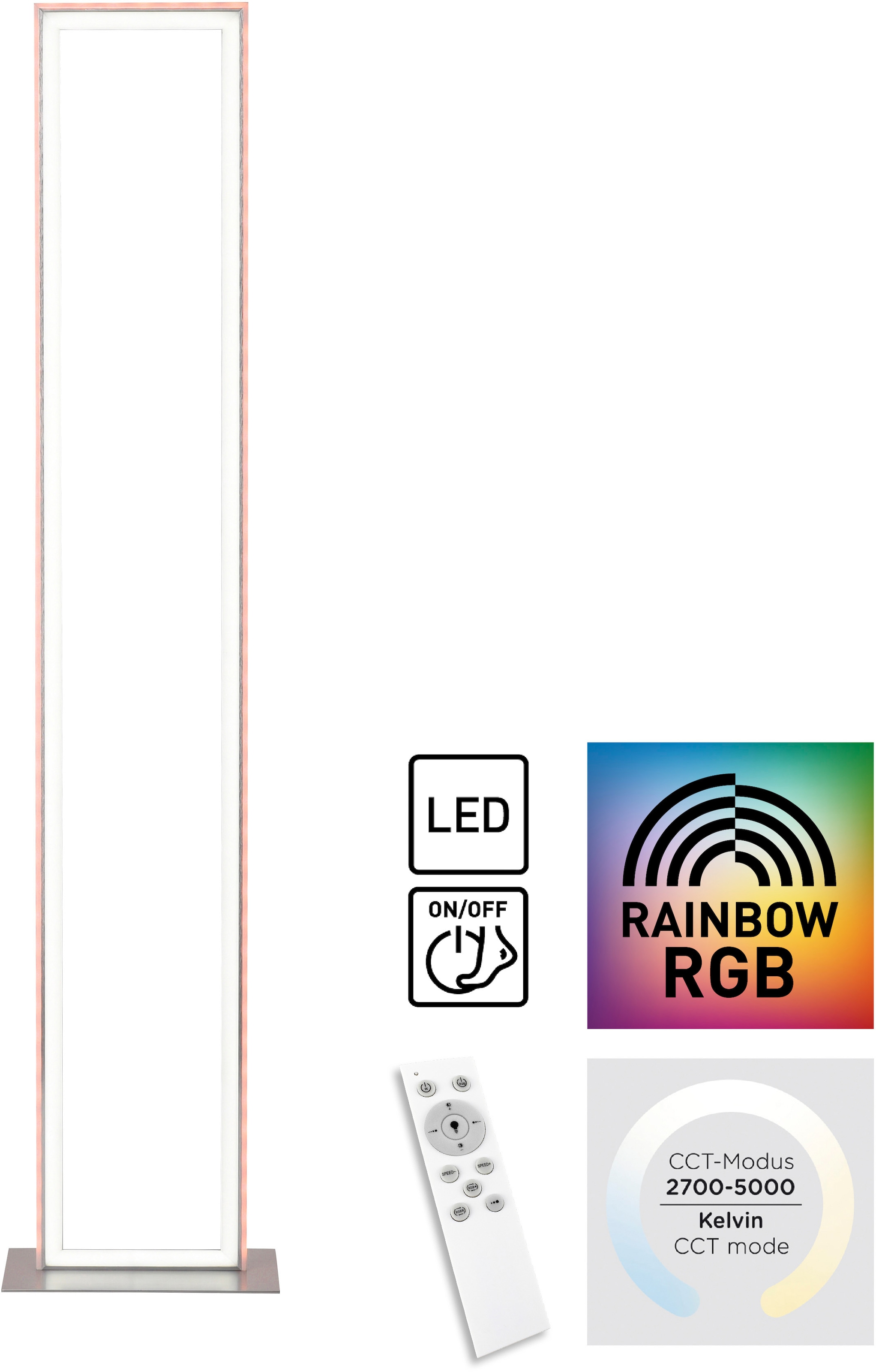 my home LED Stehlampe »Luan«, 2 flammig, Leuchtmittel LED-Board | LED fest integriert, Downlight: 2700-5000K, Sidelight: Rainbow-RGB, Infrarot-Fernbed. inkl.