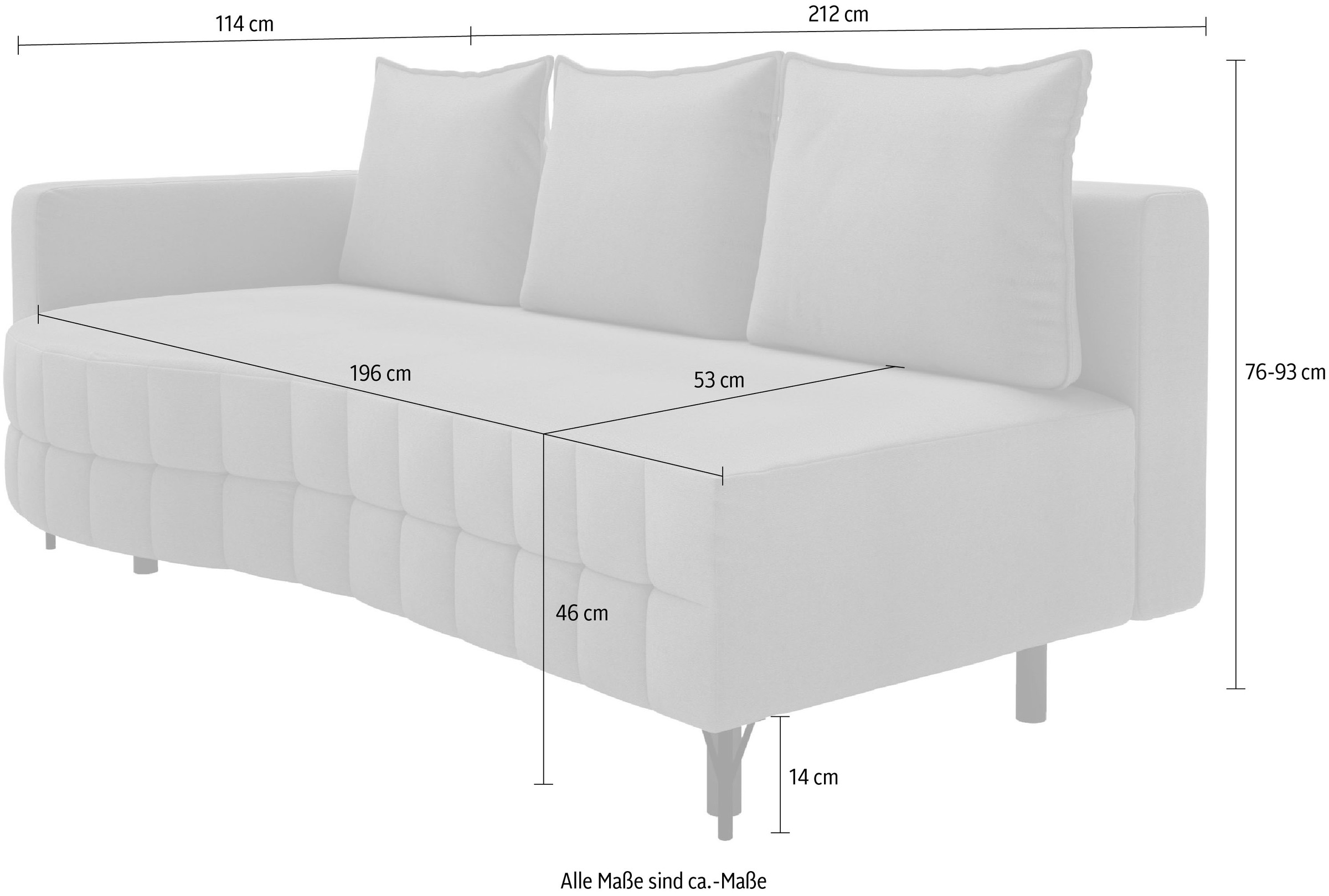 exxpo - sofa fashion Loungesofa »T wiggy Schlafsofa mit Bettfunktion und Bettkasten,«, komfortabler Federkern, super Sitzkomfort, elegante Formensprache