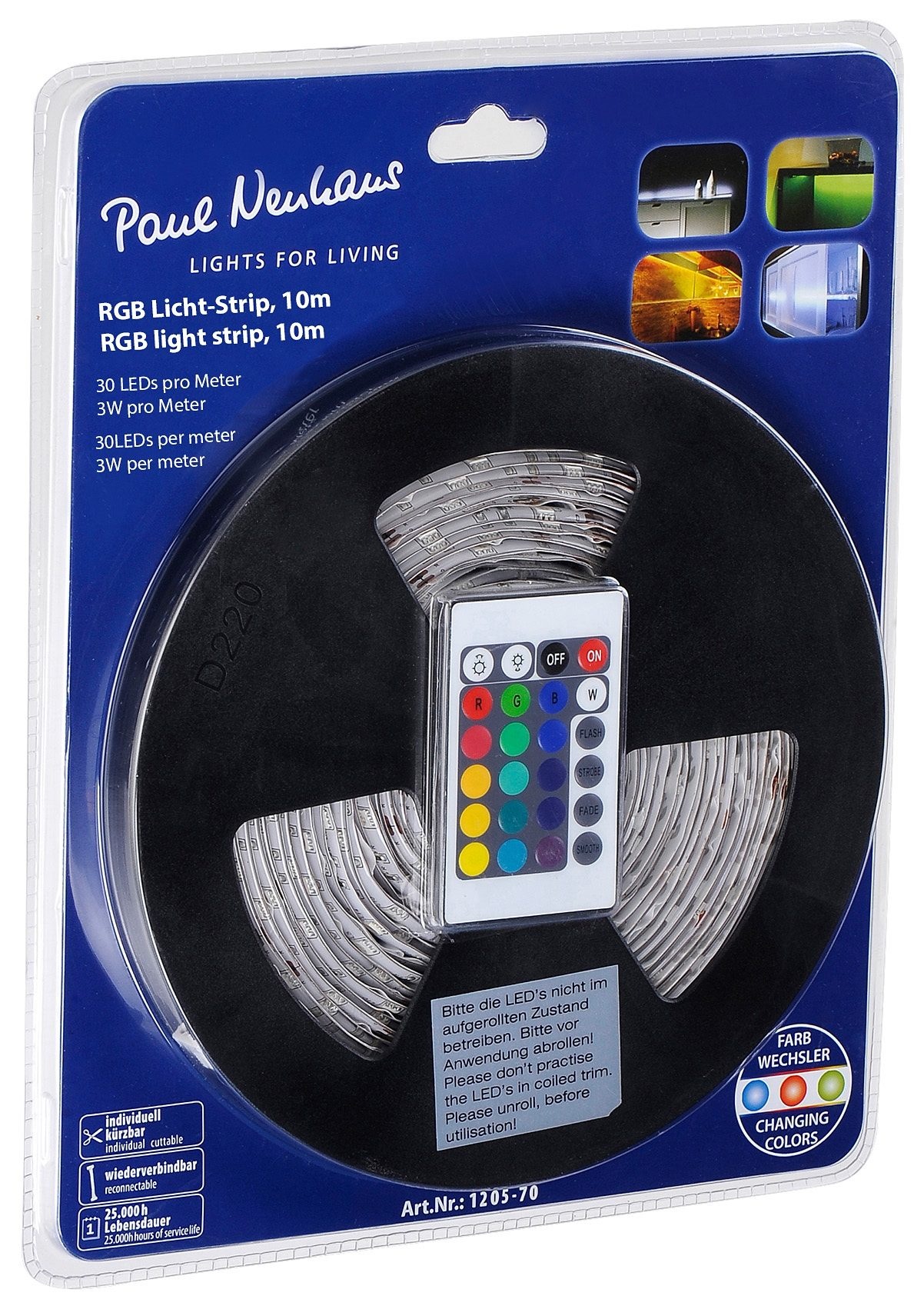 PAUL NEUHAUS LED-Streifen "TEANIA", Dioden 300 Stk. Flammen 300 Stk., Kabellänge 10m, bunt, Küche, Lichterketten, 10 Meter