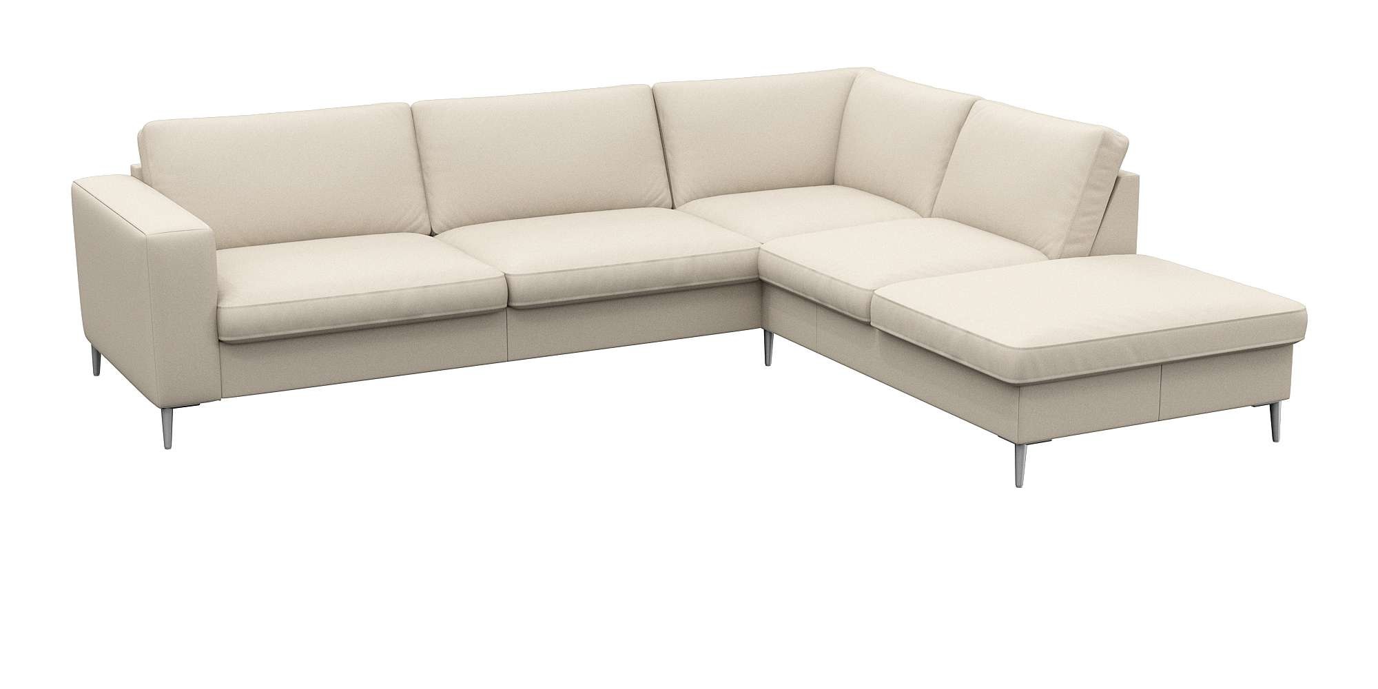 FLEXLUX Ecksofa »Fiore, super Sitzkomfort durch Kaltschaum im Sitz, L-Form«, breite Armlehnen, Füße Alu