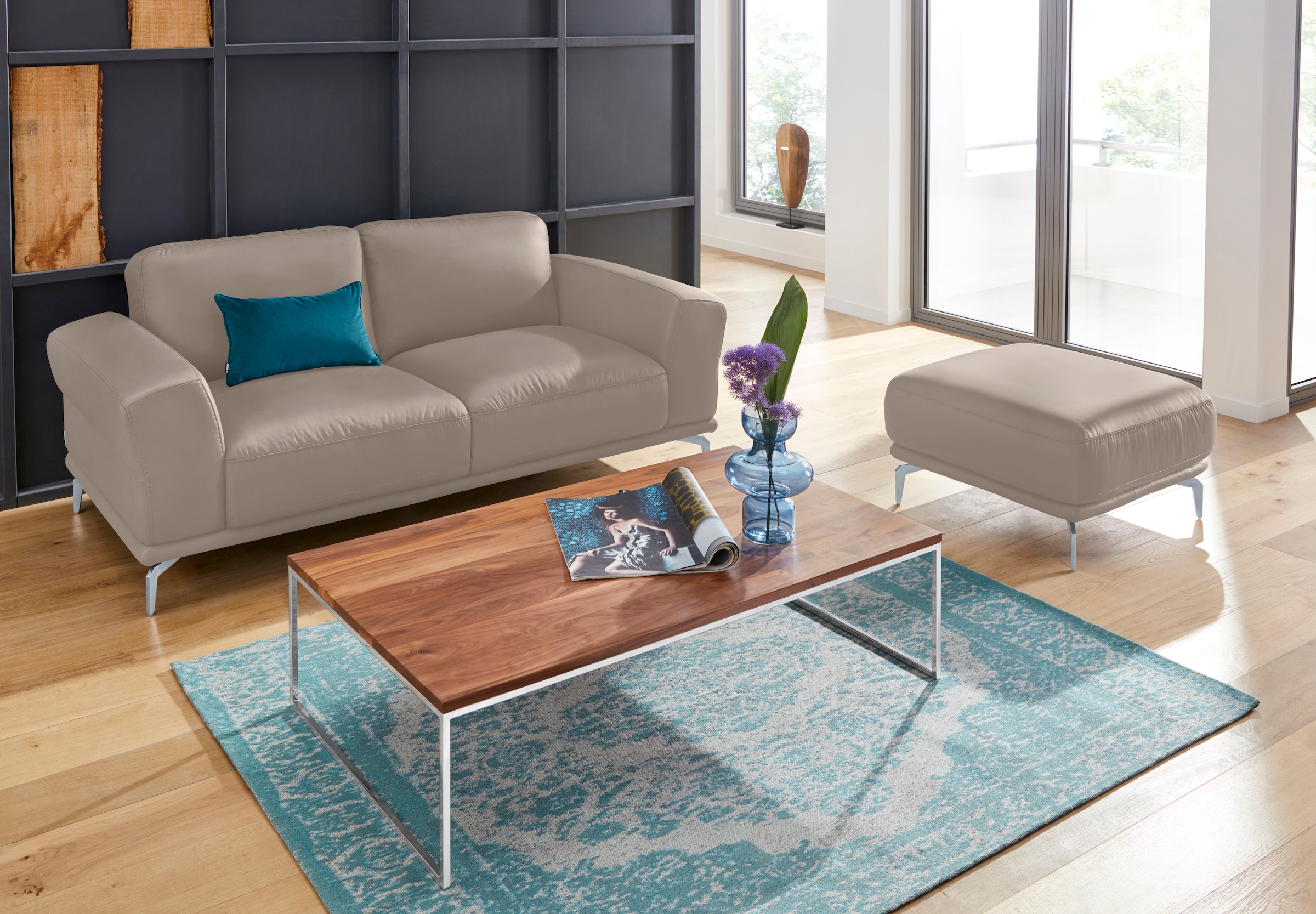W.SCHILLIG Hocker »montanaa«, mit Metallfüßen in Silber matt, Breite 71 cm