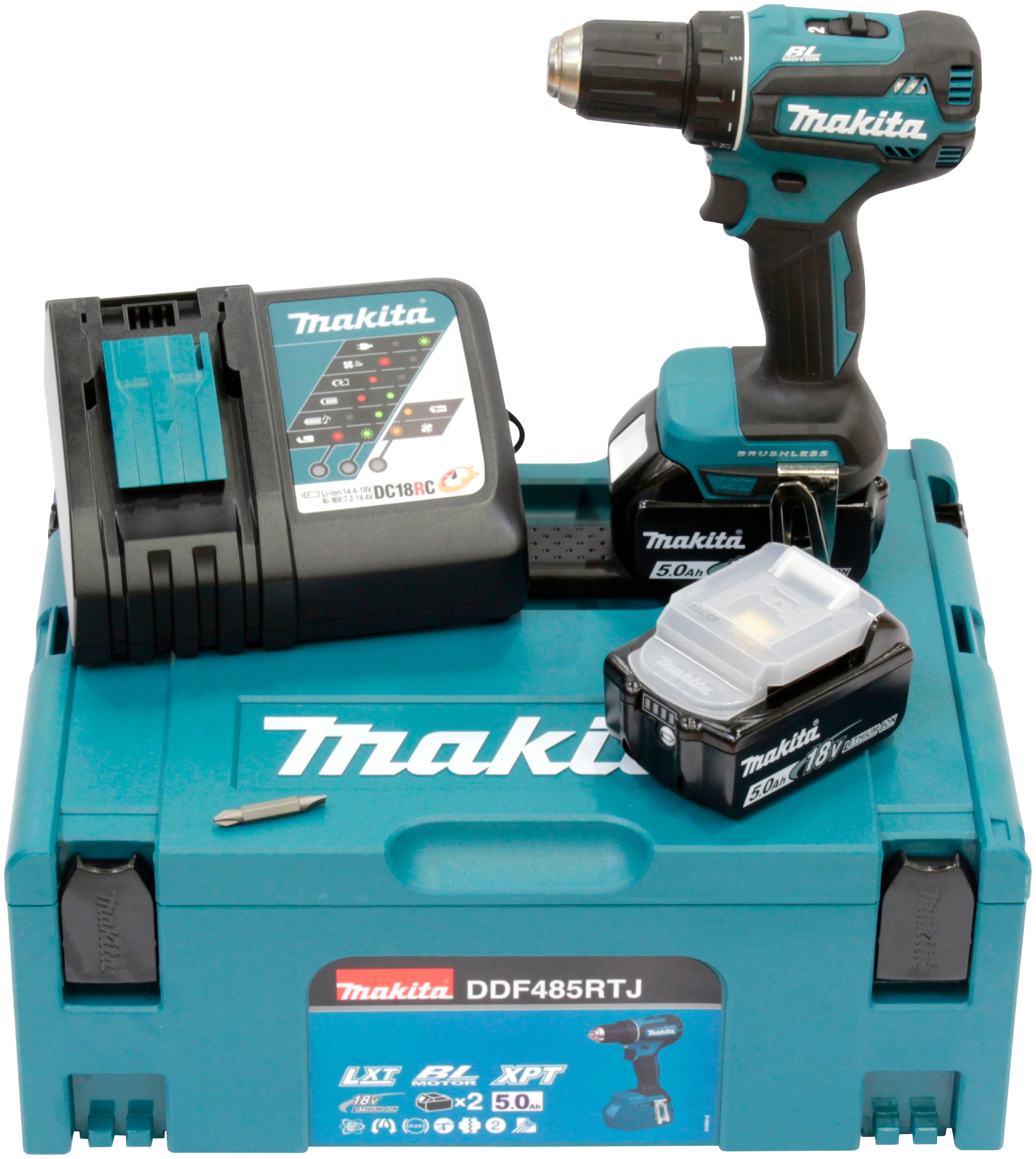 Makita "DDF485RTJ" inkl. 2 Akkus 18V/5Ah, Ladegerät und Koffer