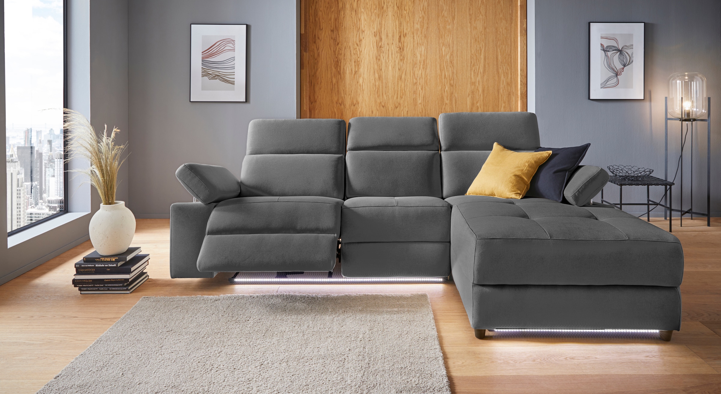 Places of Style Ecksofa »Kilado, L-Form,«, mit Relaxfunktion, verstellbarer Armlehne, Kopfteilverstellung