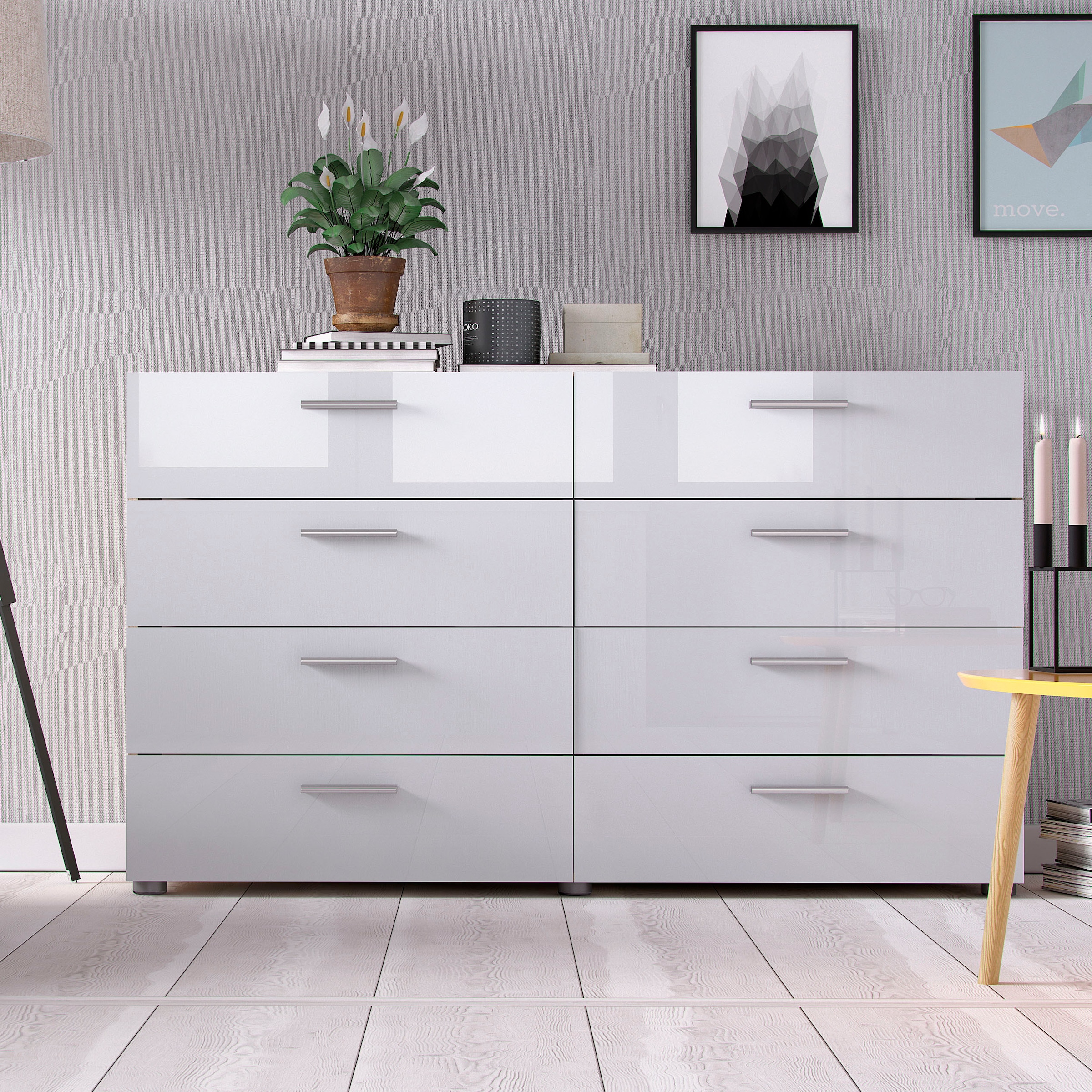 INOSIGN Kommode "Pepe, Aufbewahrung, Schubladenschrank, Stauraum", Sideboard mit 8 Schubläden, Breite 140 cm, Höhe 82 cm