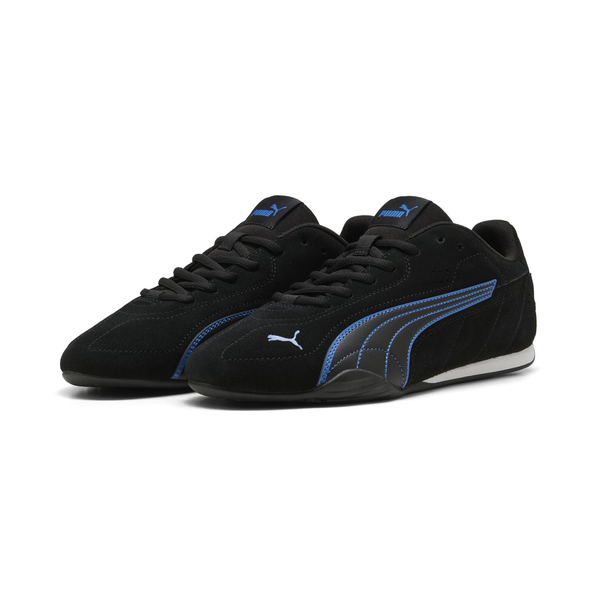 Sneaker PUMA "PUMA Catch Sneakers Erwachsene", Damen, Gr. 37,5, schwarz racing blau, Obermaterial: Textil, Kuhleder, Synthetik; Futter: Textil; Innensohle: Textil; Laufsohle: Gummi, Schuhe Sneaker