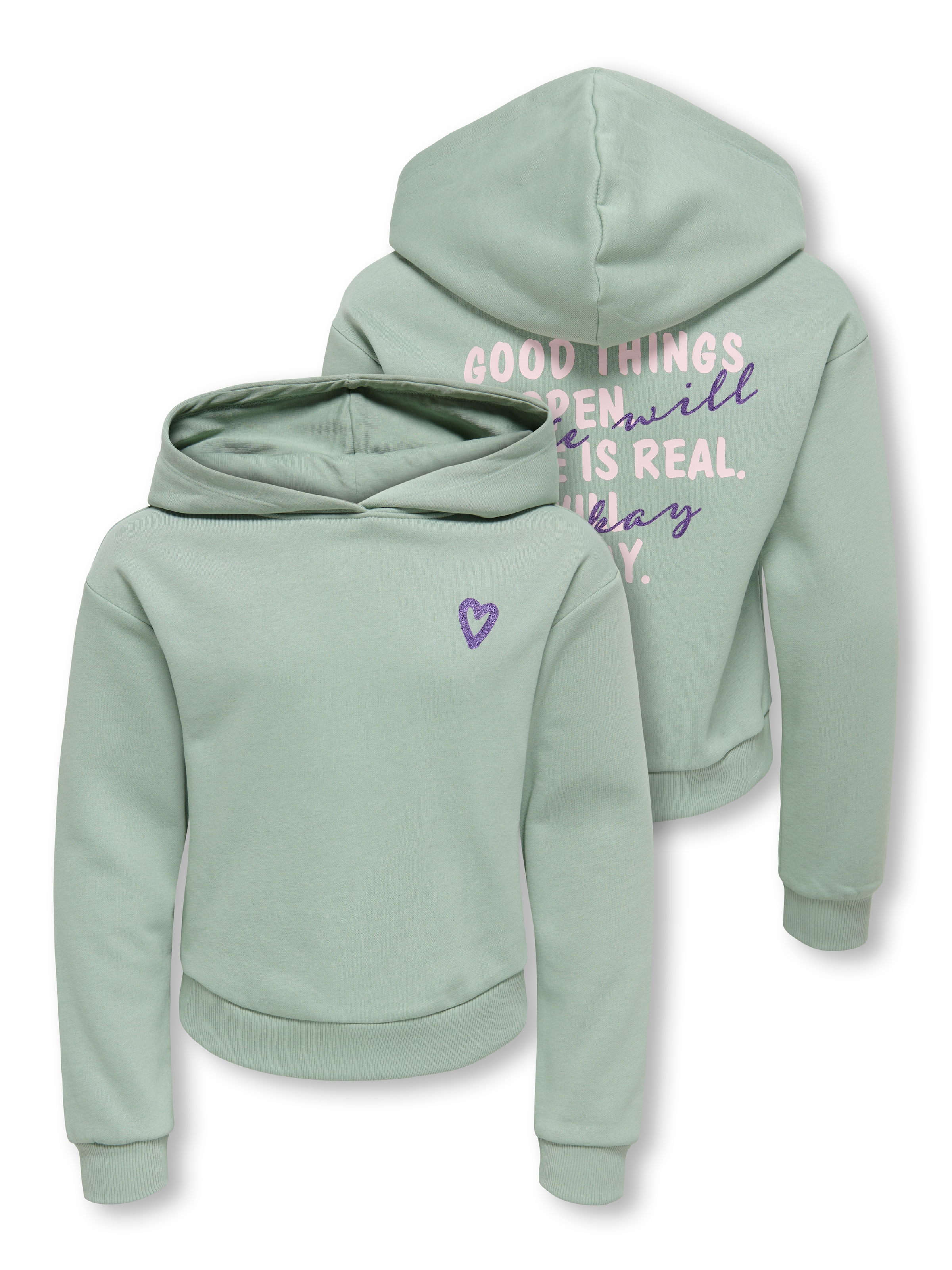 KIDS ONLY "KOGCOOPER LIFE LOV E LS HOOD FR SWT", Baumwollmischung, regular fit