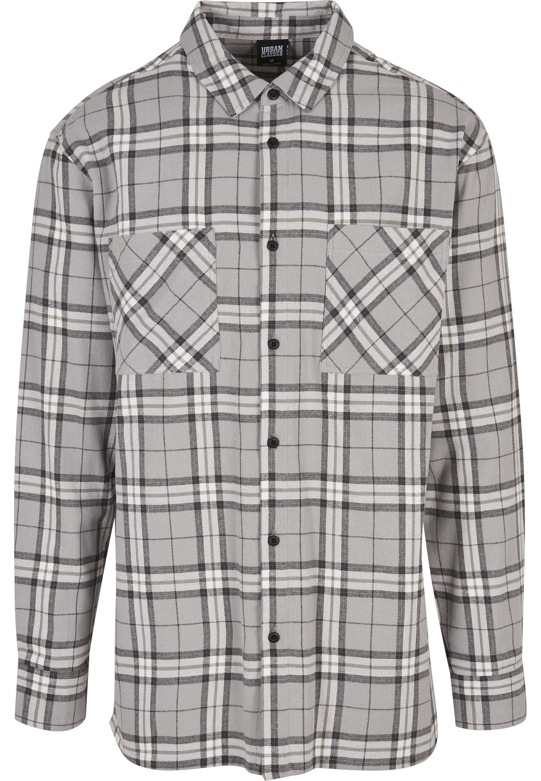 URBAN CLASSICS Langarmhemd "Urban Classics Herren Long Oversized Grey Check günstig online kaufen