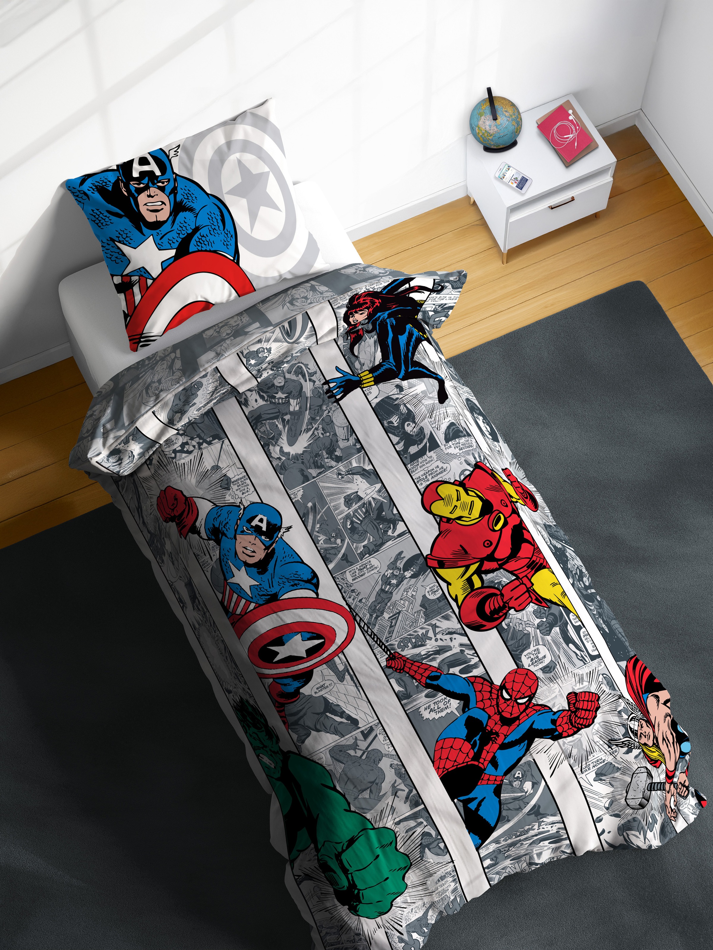 MARVEL Kinderbettwäsche "Marvel Comics Bettbezug-Set 135x200 cm + Kissenbez günstig online kaufen