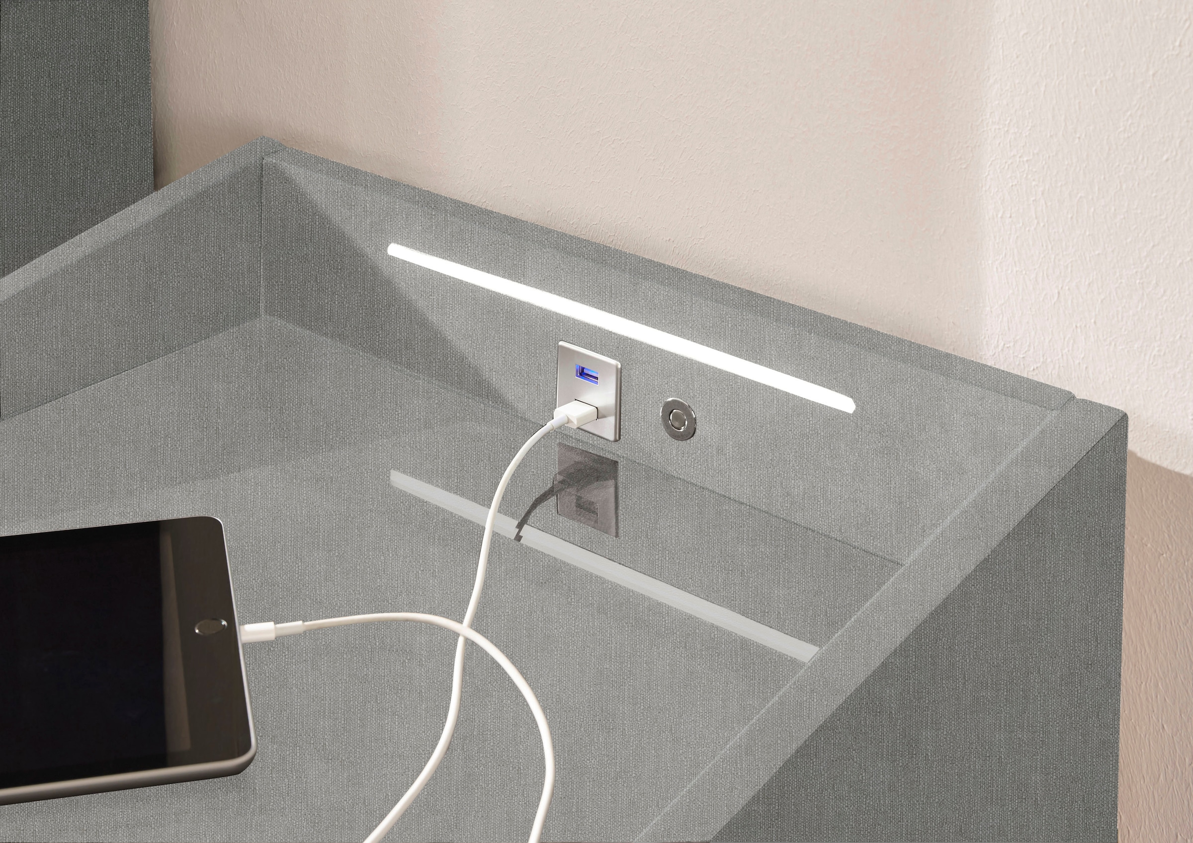 ED EXCITING DESIGN Nachtkonsole »Moon«, mit LED-Beleuchtung und USB-Anschluss & USB-C-Anschluss