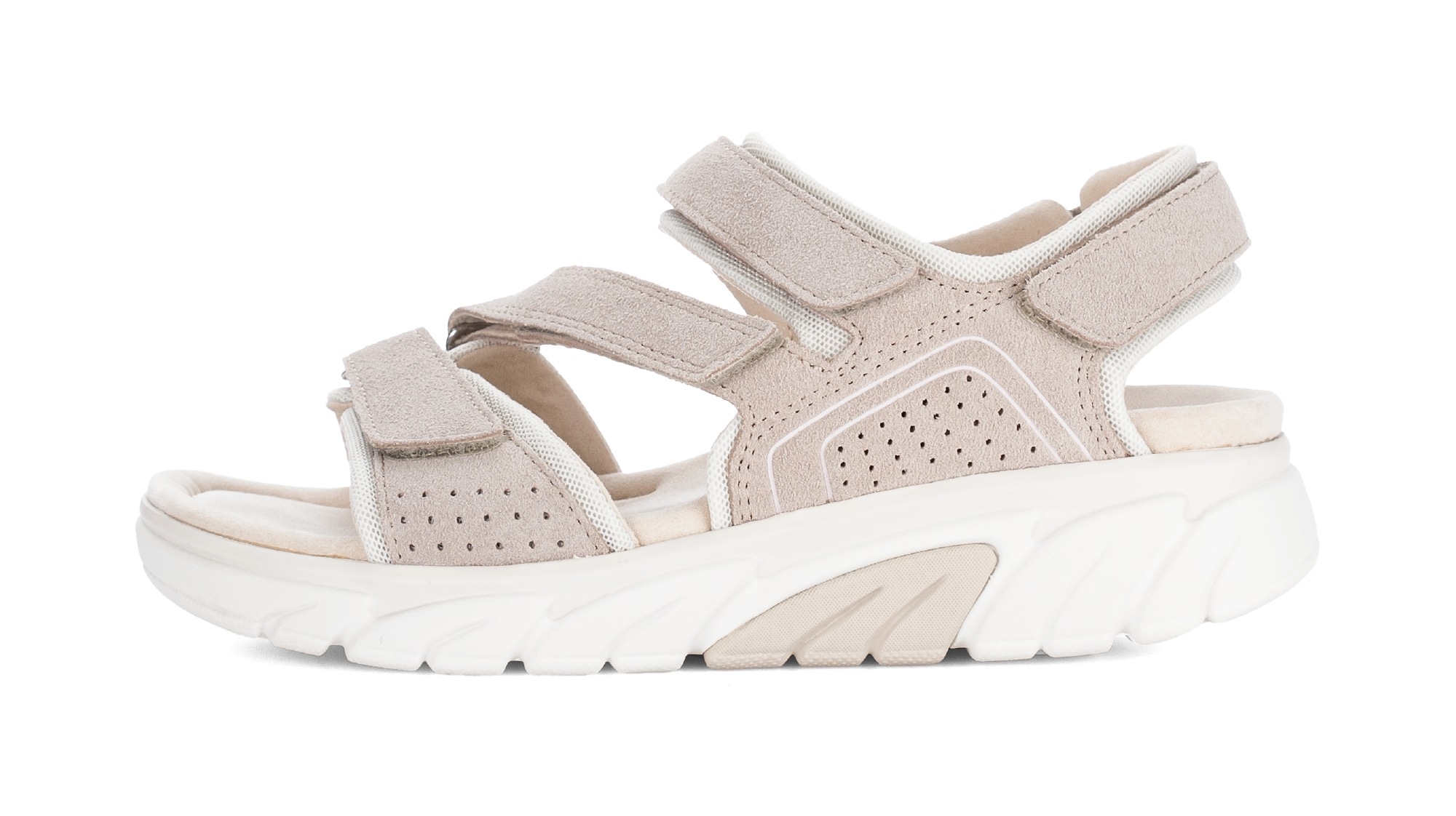 rollingsoft Sandalette  Keilabsatz, Riemchensandale mit Lochmuster und Ziernähten, G-Weite