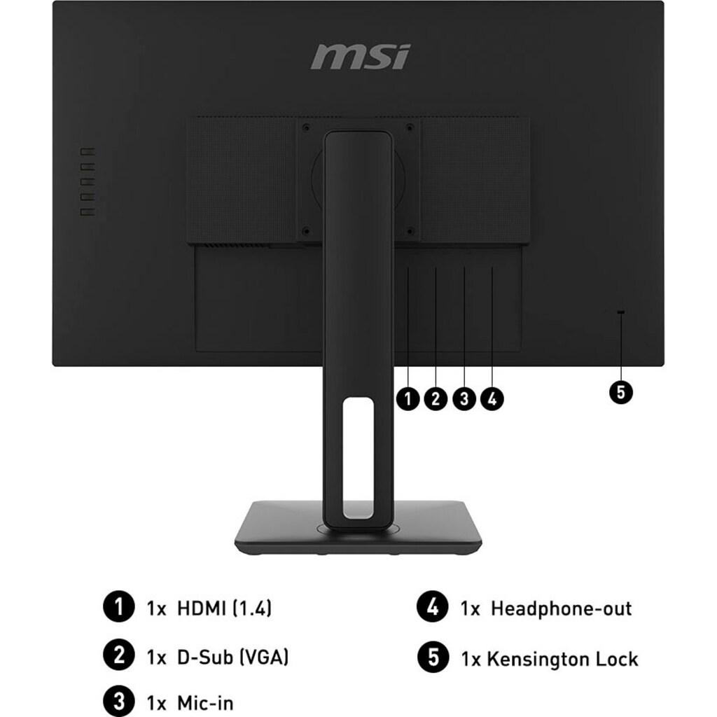 MSI LED-Monitor »PRO MP271P«, 69 cm/27 Zoll, 1920 x 1080 px, Full HD, 5 ms Reaktionszeit, 60 Hz