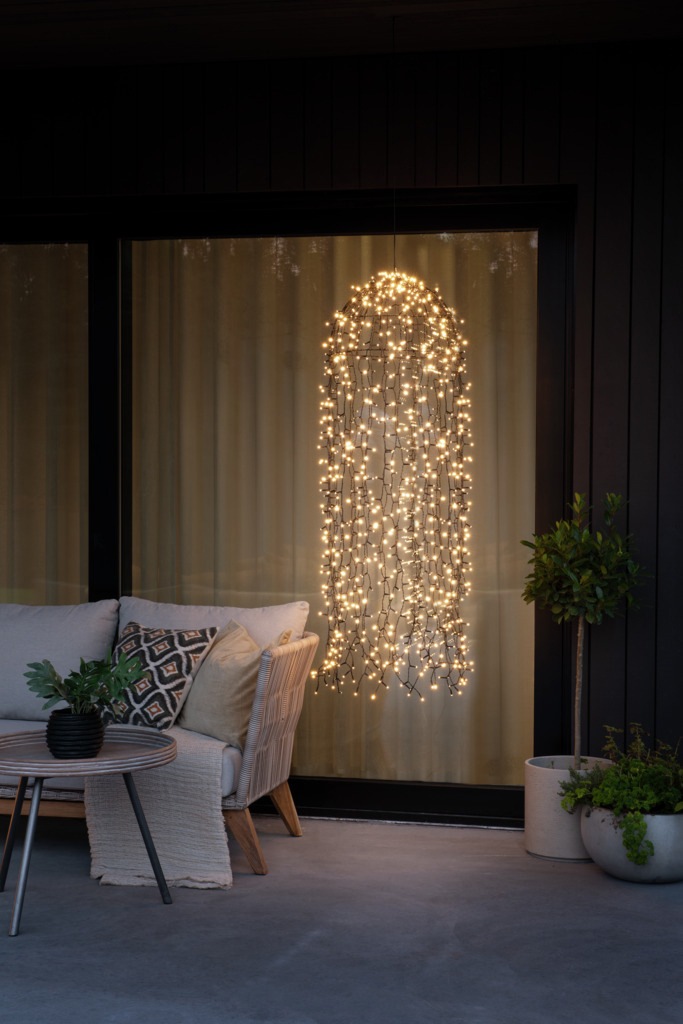 KONSTSMIDE LED-Lichtervorhang "Weihnachtsdeko aussen", Energieeffizienz: E (A-G), schwarz, Dioden 900 Stk., Kabellänge 10m, Lichterketten, schwarz, 900 warm weiße Dioden 3