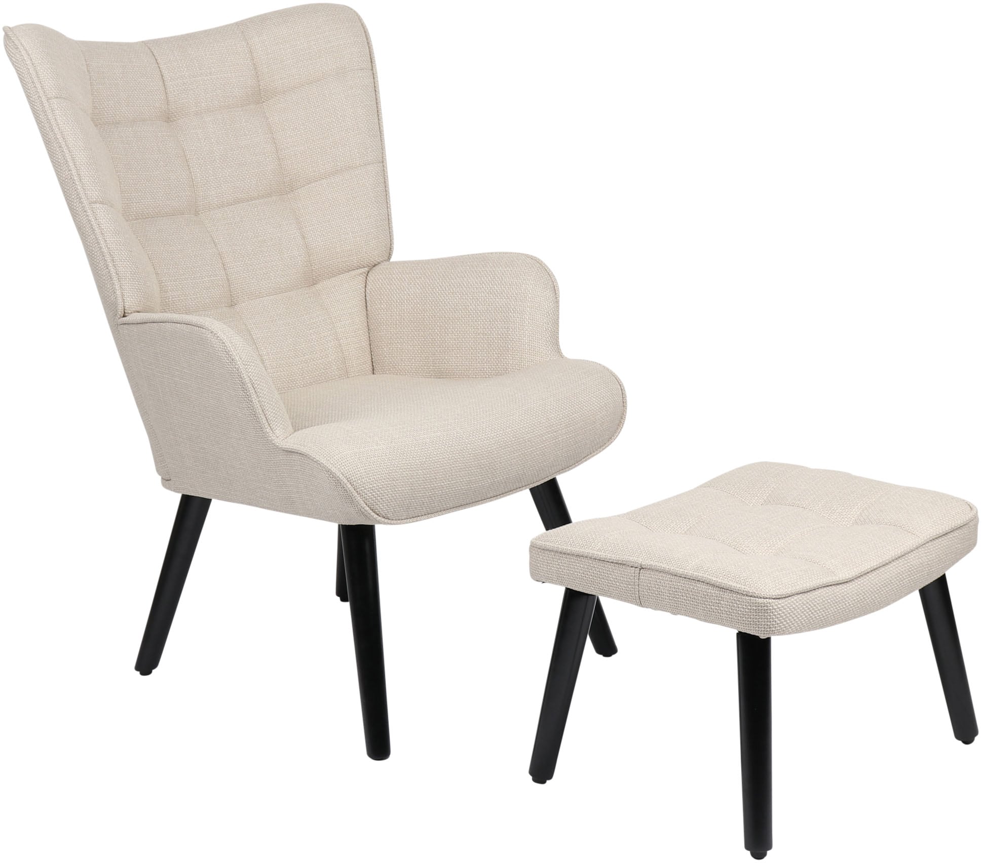 HELA Loungesessel »PAROS«, (Set, 2 St., Sessel mit Hocker), Sessel mit...