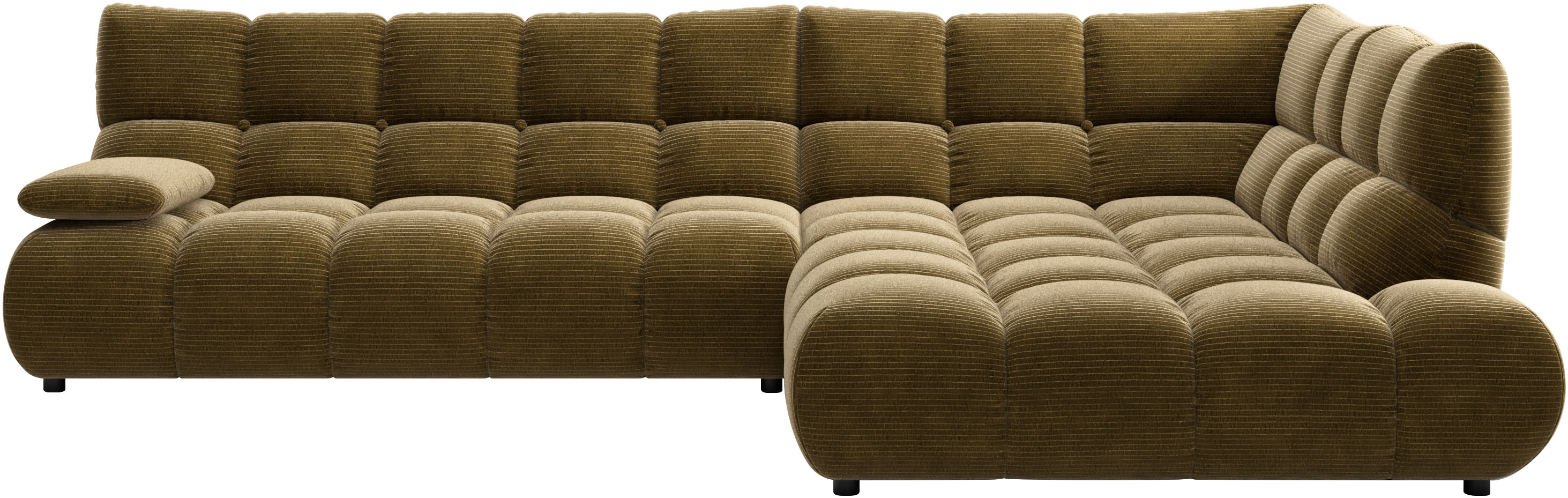 Home affaire Ecksofa "Cozy Bubble, mit klappbarer Armlehne, Breite 324 cm" mit eleganter Steppung, Rundumbezug & weicher Polsterung