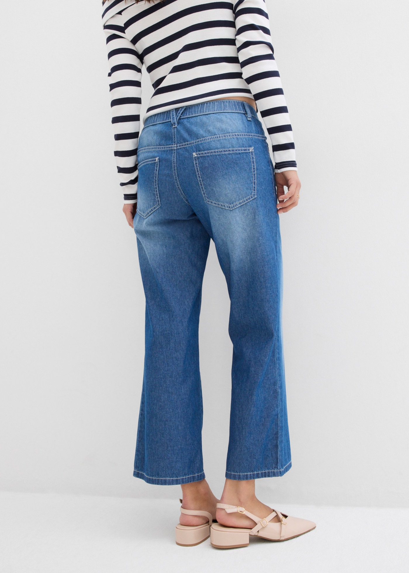 bonprix Straight-Jeans gerader Schnitt, Mid Waist, Cropped-Länge, Regular Fit