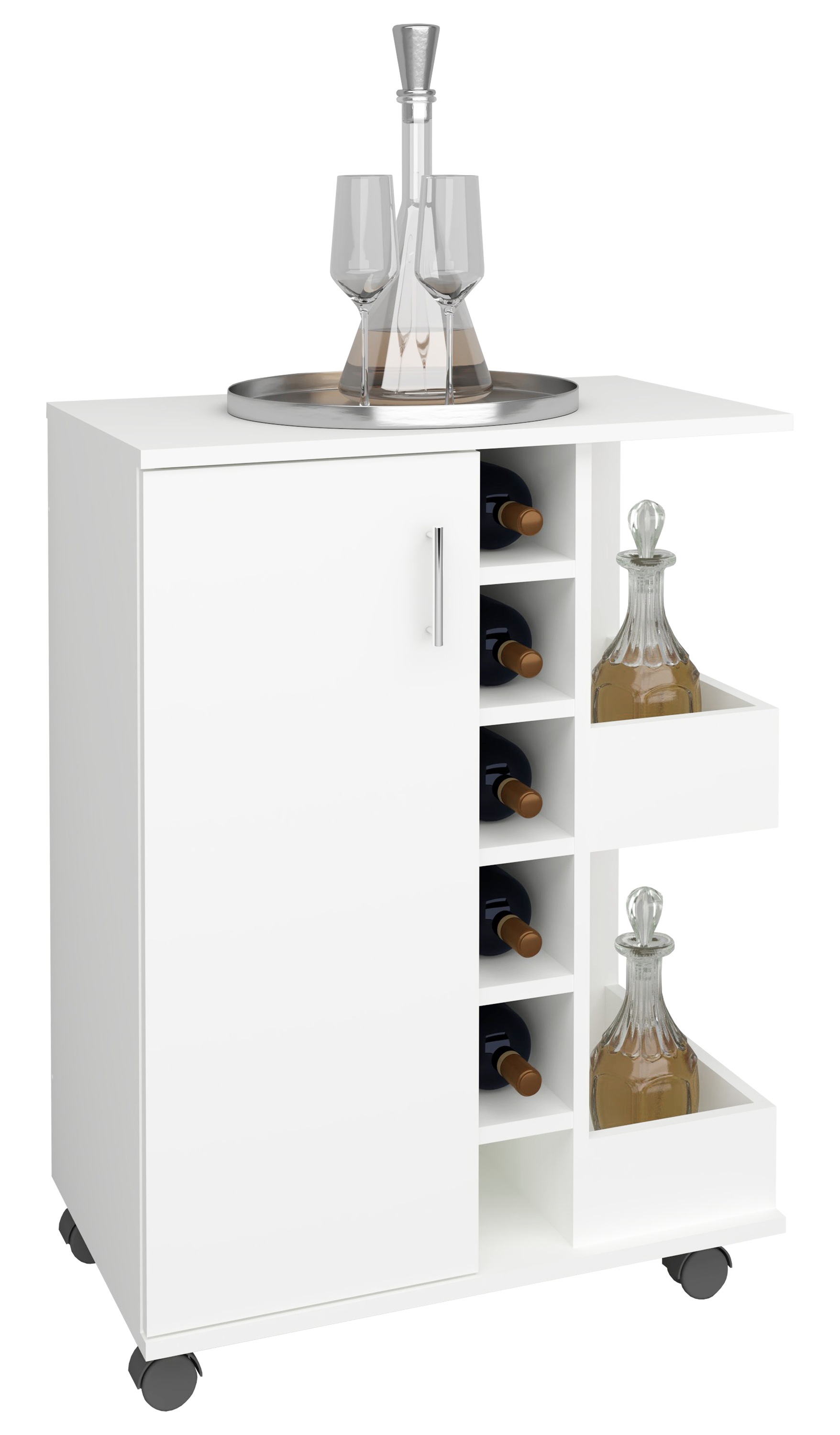 Küchenbuffet VCM, B:63cm T:40cmweiß, Obermaterial: 100% Holz Wood., Schränke, "Küchenwagen Servierwagen Rollwagen Rollen Esilo M"