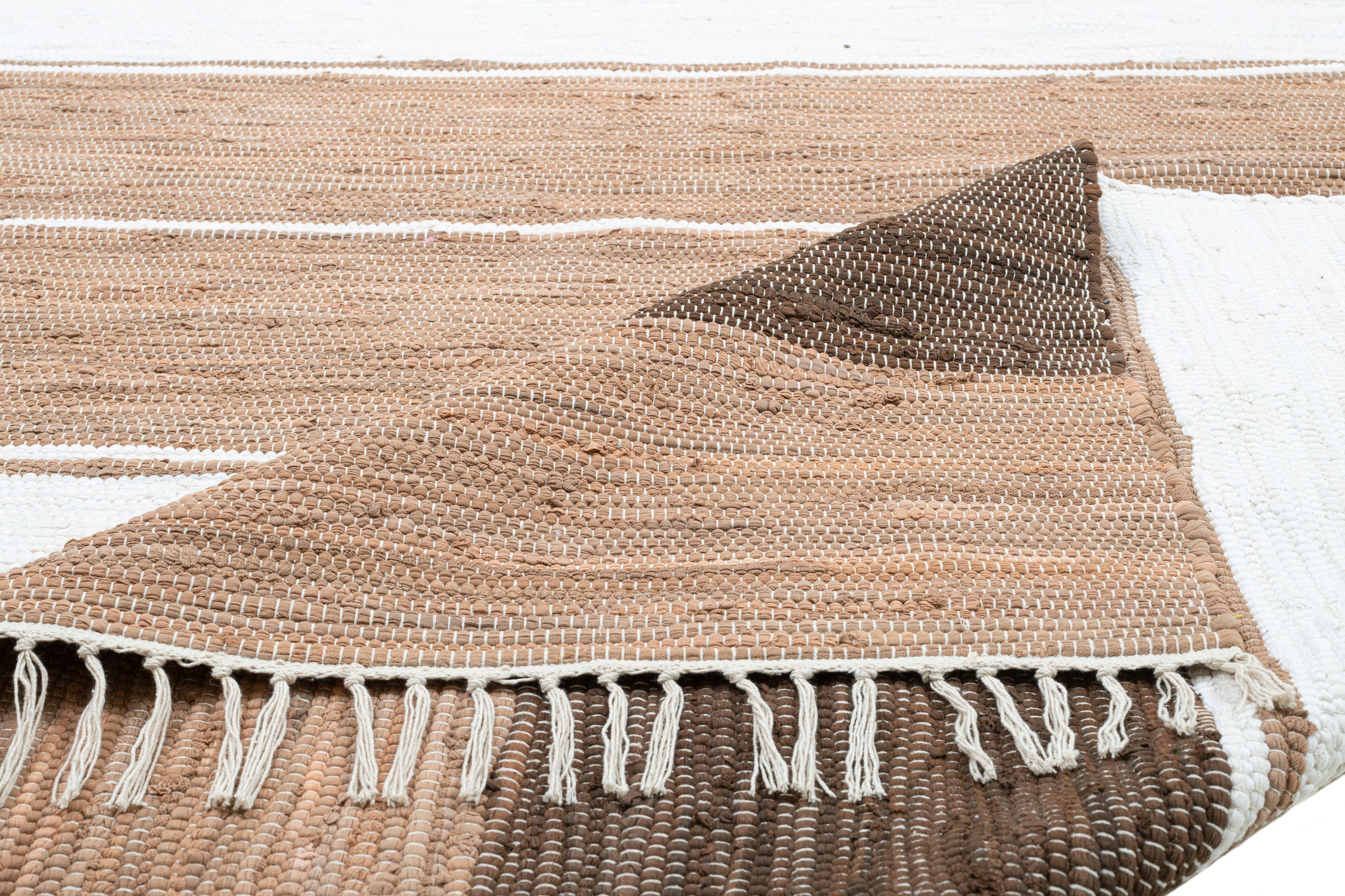 THEKO Läufer »Stripe Cotton«, handgewebt, | Flachgewebe, BAUR Handweb mit Baumwolle, Fransen reine rechteckig