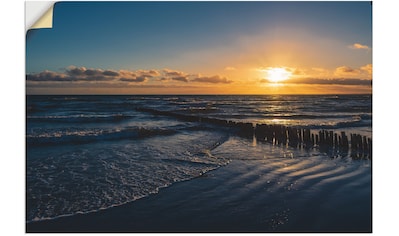 Wandbild »Ostseeküste auf der Insel Moen Dänemark«, Bilder vom Sonnenuntergang &...