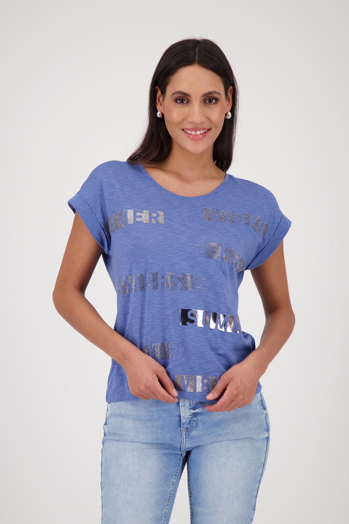 Monari T-Shirt "Shirt Basic Schmuckschrift", Mit Rundhalsausschnitt günstig online kaufen