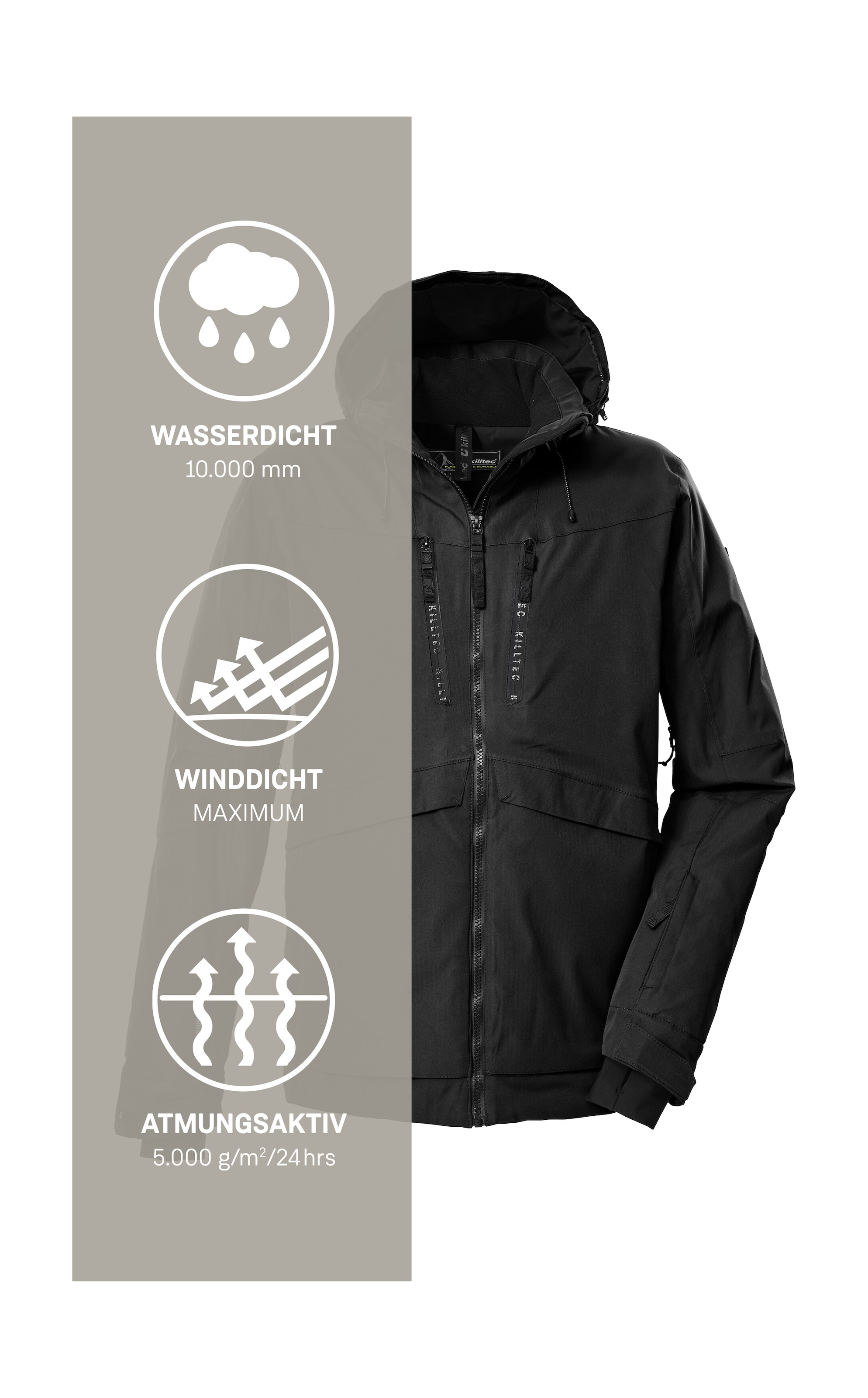 Killtec Skijacke »KSW 55 MN SKI JCKT«, Wasserdichte, atmungsaktive Skijacke mit verschweißten Nähten