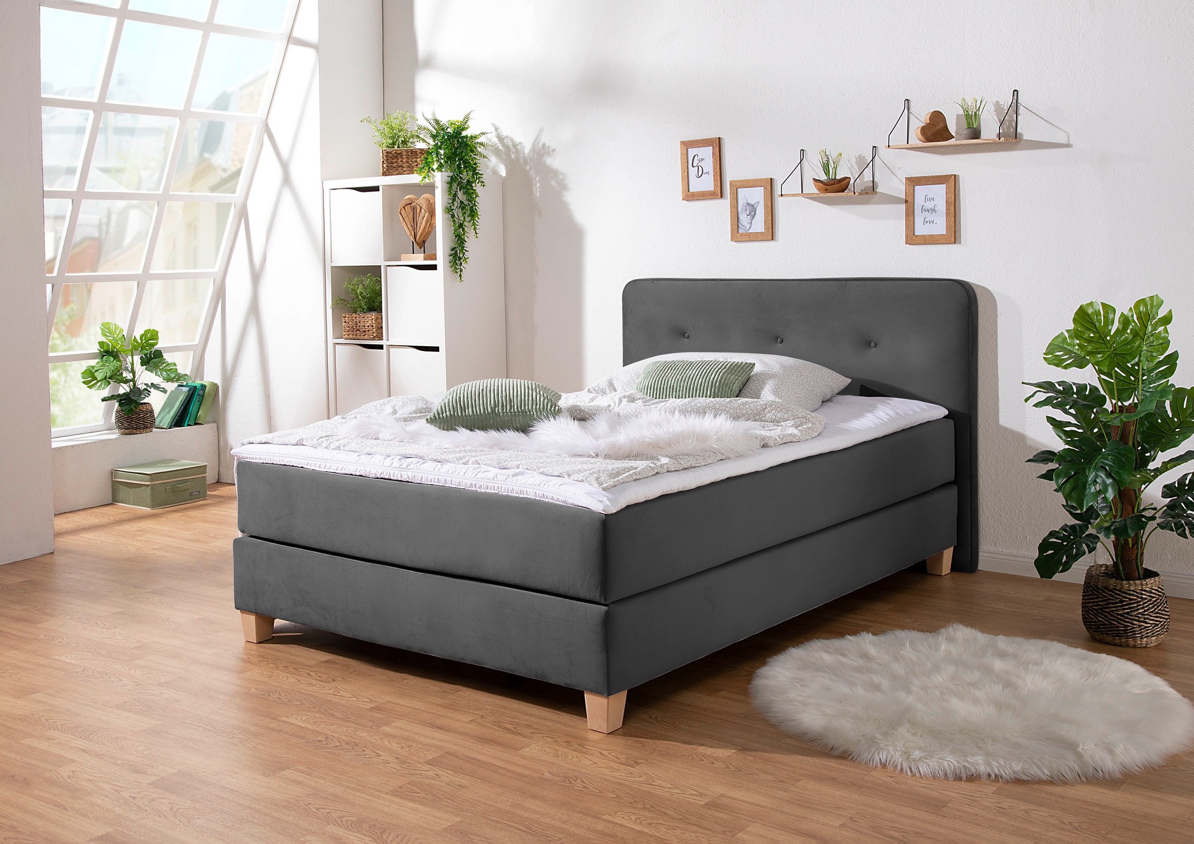 Home affaire Boxspringbett "Fargo", inkl. Topper, in 3 Matratzenarten, in S günstig online kaufen