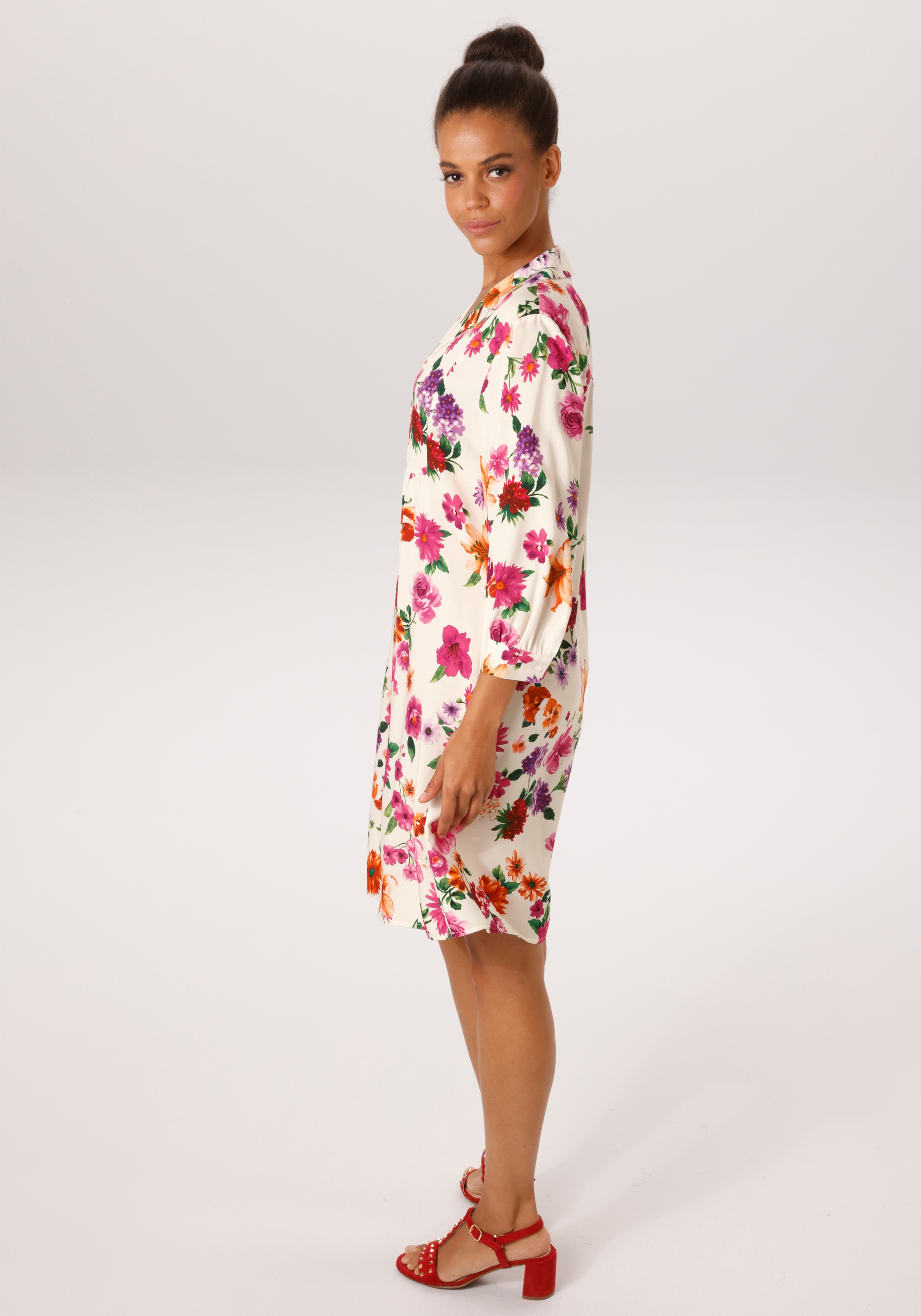 Aniston CASUAL Hemdblusenkleid mit romantischen Blumendruck - jedes Teil ei günstig online kaufen