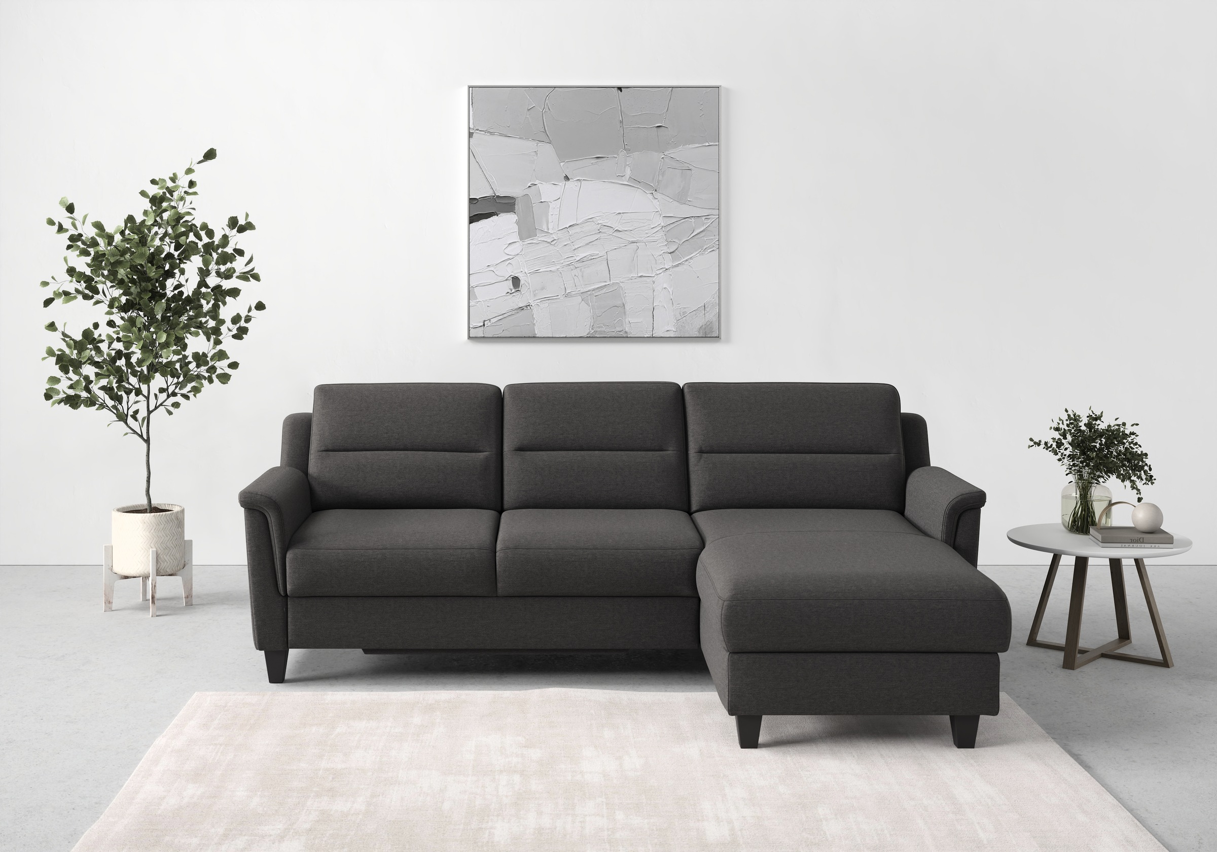 sit&more Ecksofa »Farö L-Form«, inklusive Federkern, wahlweise mit Bettfunktion und Bettkasten