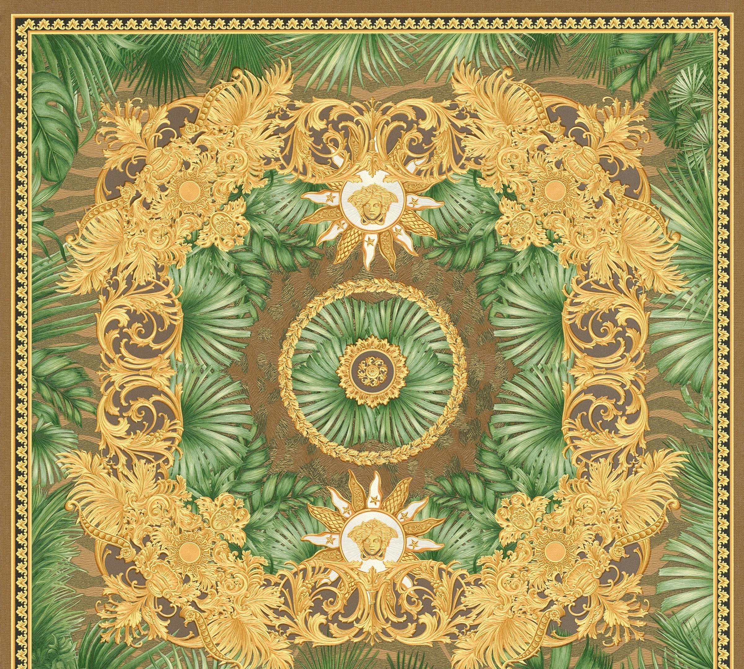 Versace Vliestapete »Wallpaper Versace 5 Design«, leicht glänzend, Dschungel auffallende Fliesen-Tapete