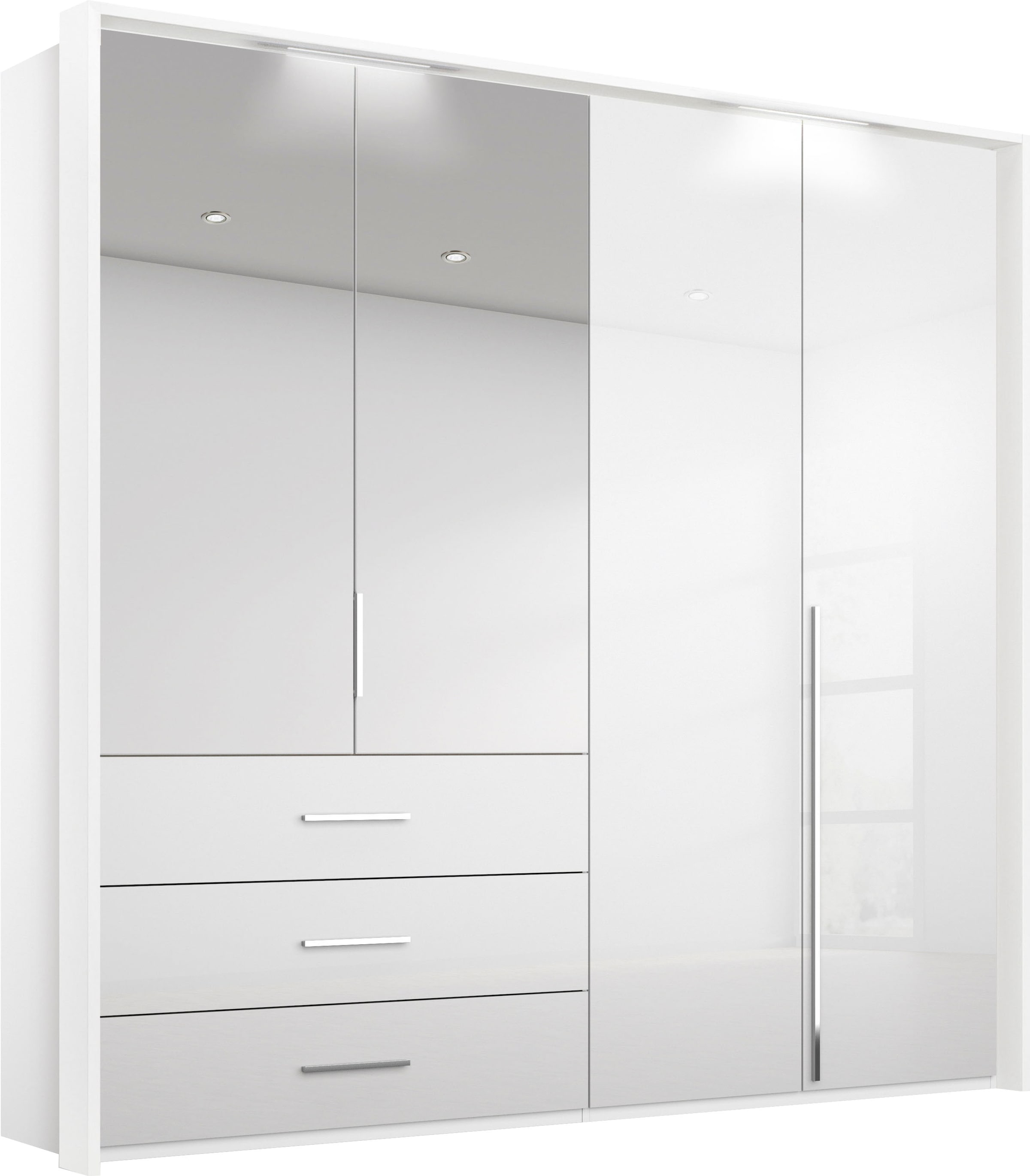 rauch Drehtürenschrank "Kleiderschrank Schrank Garderobe Wäscheschrank MONTCLAR" in den Breiten 204/254/304 cm, inkl. SOFT-CLOSE-FUNKTION, Passepartout optional mit Beleuchtung, inkl. Zubehör MADE IN GERMANY