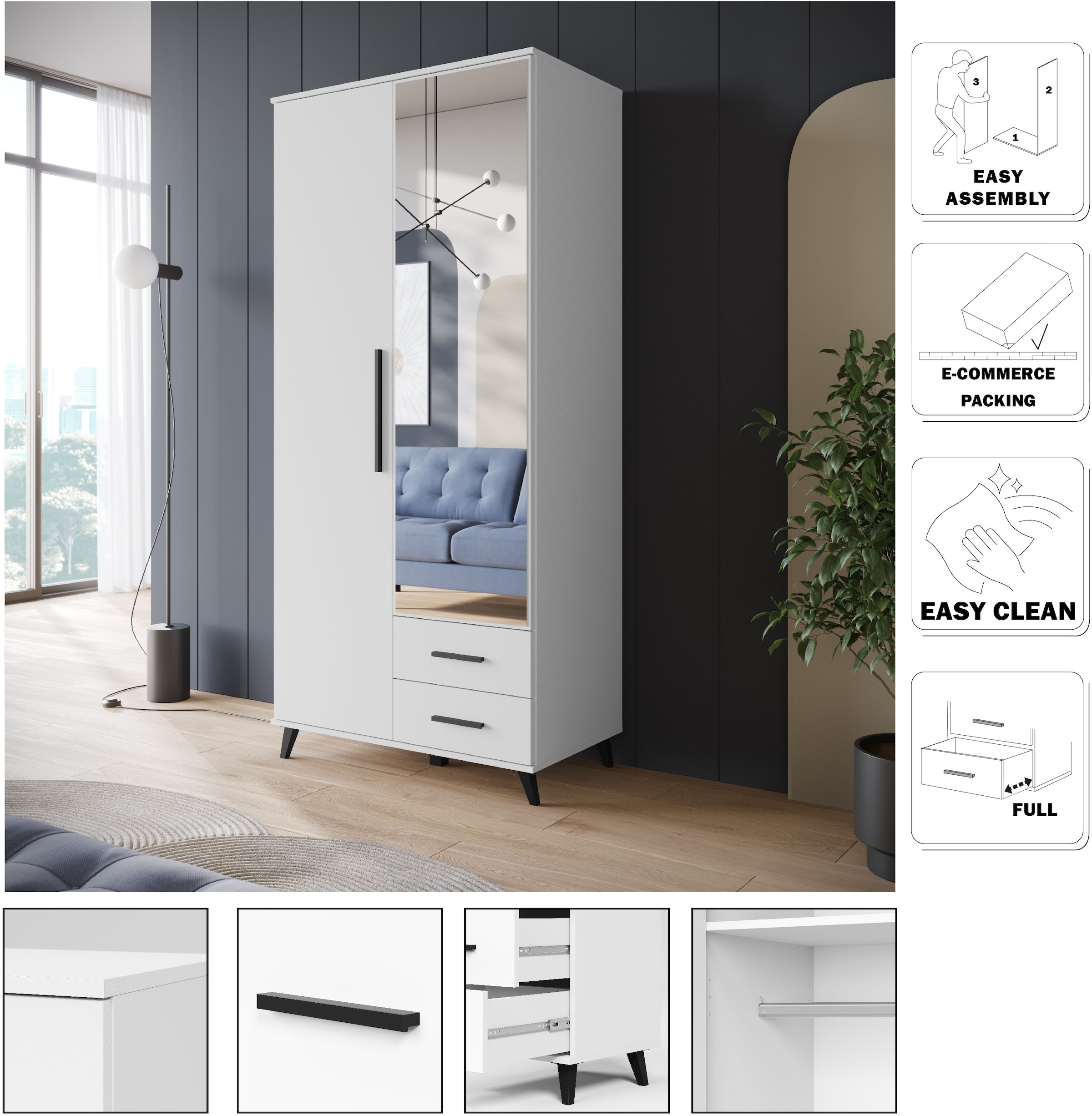 INOSIGN Kleiderschrank »Lagos, Garderobe«, (1 St.), Moderner Drehtürenschrank, FSC-zertifiziert, Schlafzimmerschrank