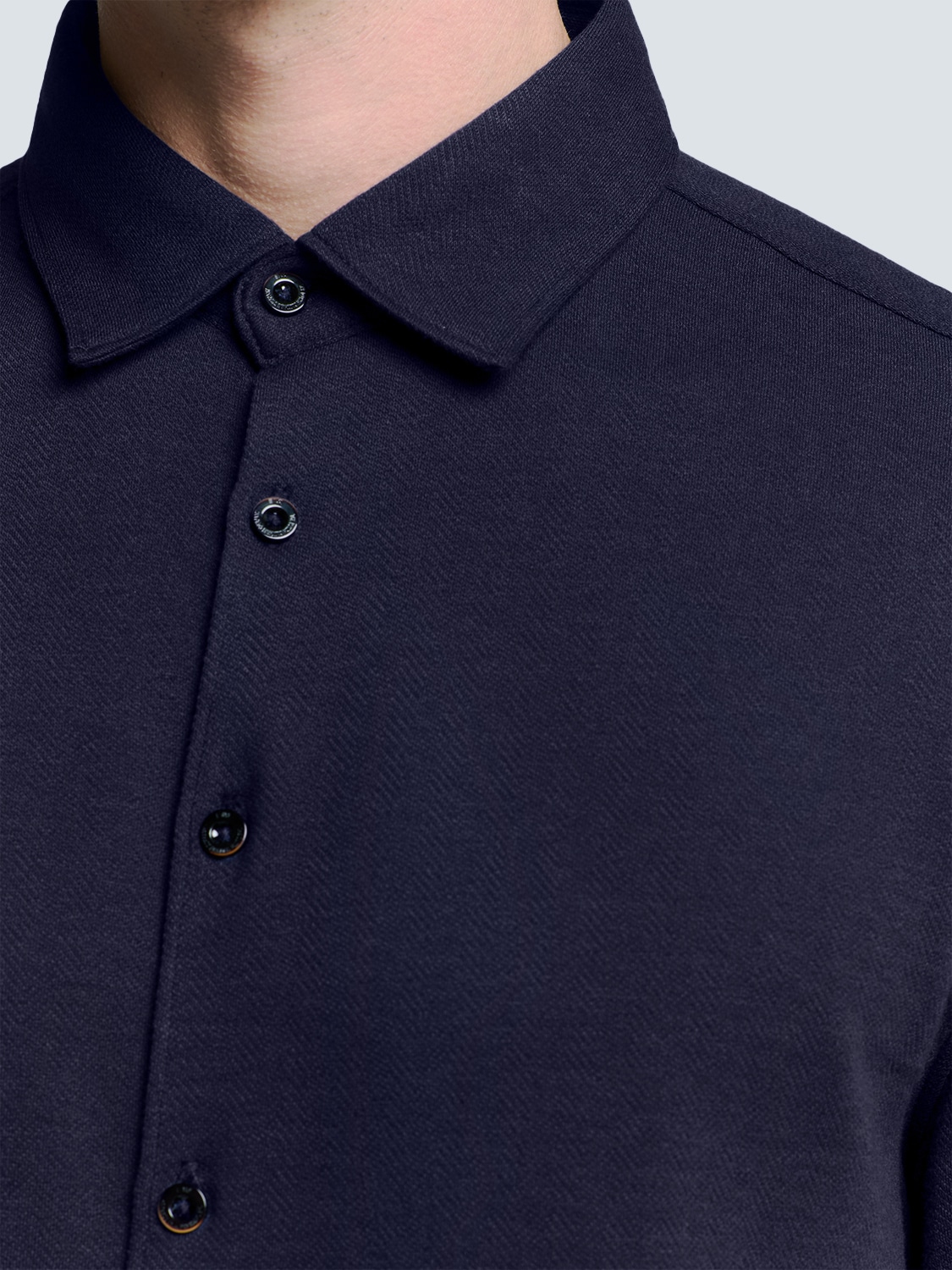 NO EXCESS Langarmhemd »No Excess Jersey Stretch Mélange Hemd«