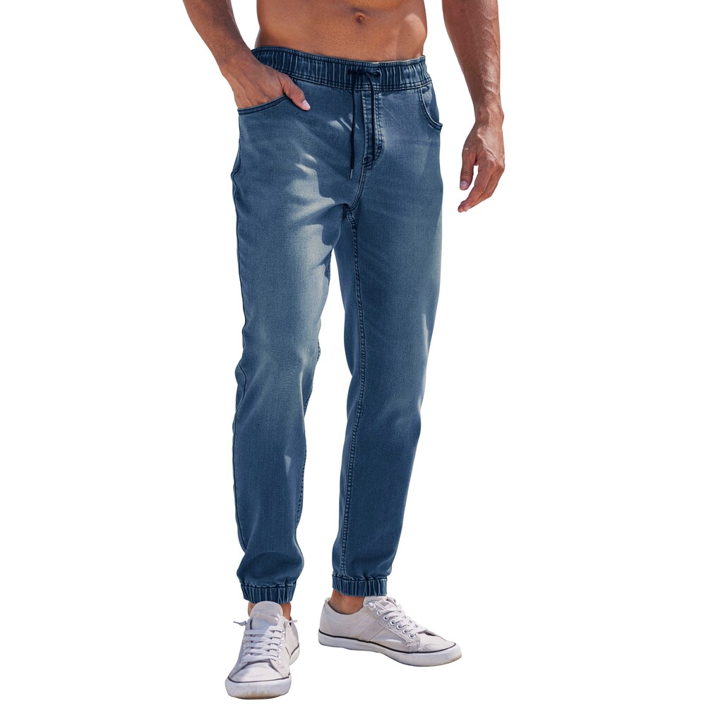 John Devin Schlupfjeans, Denim Jogg Pants, Jeanshose mit Stretch, Baumwollmischung