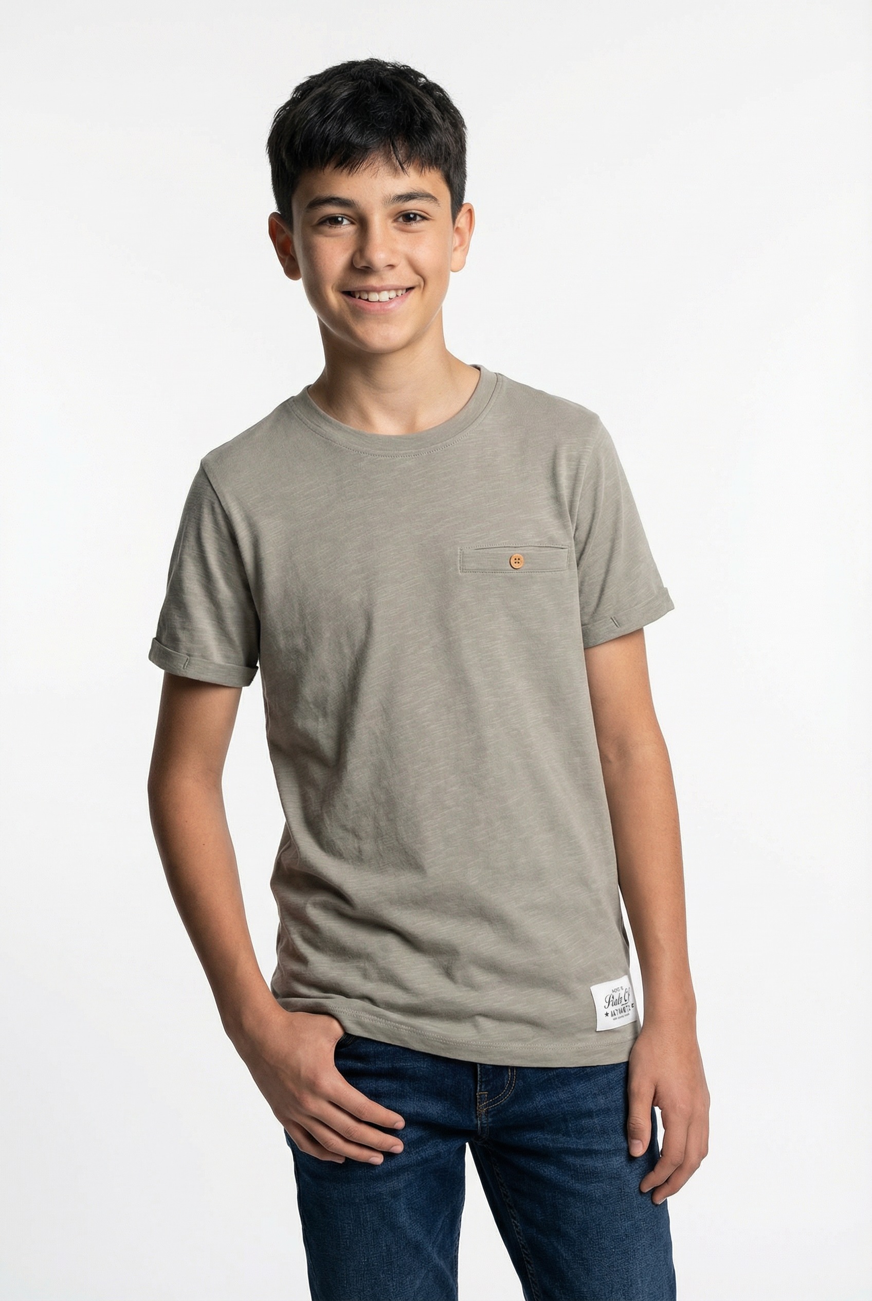 Kurzarmshirt NAME IT "NKMVINCENT SS TOP F NOOS", Jungen, Gr. 134 (140), pure cashmere, Jersey, Obermaterial: 100% Baumwolle, unifarben, regular fit normal, Rundhals, Shirts, Baumwolle, Brusttasche