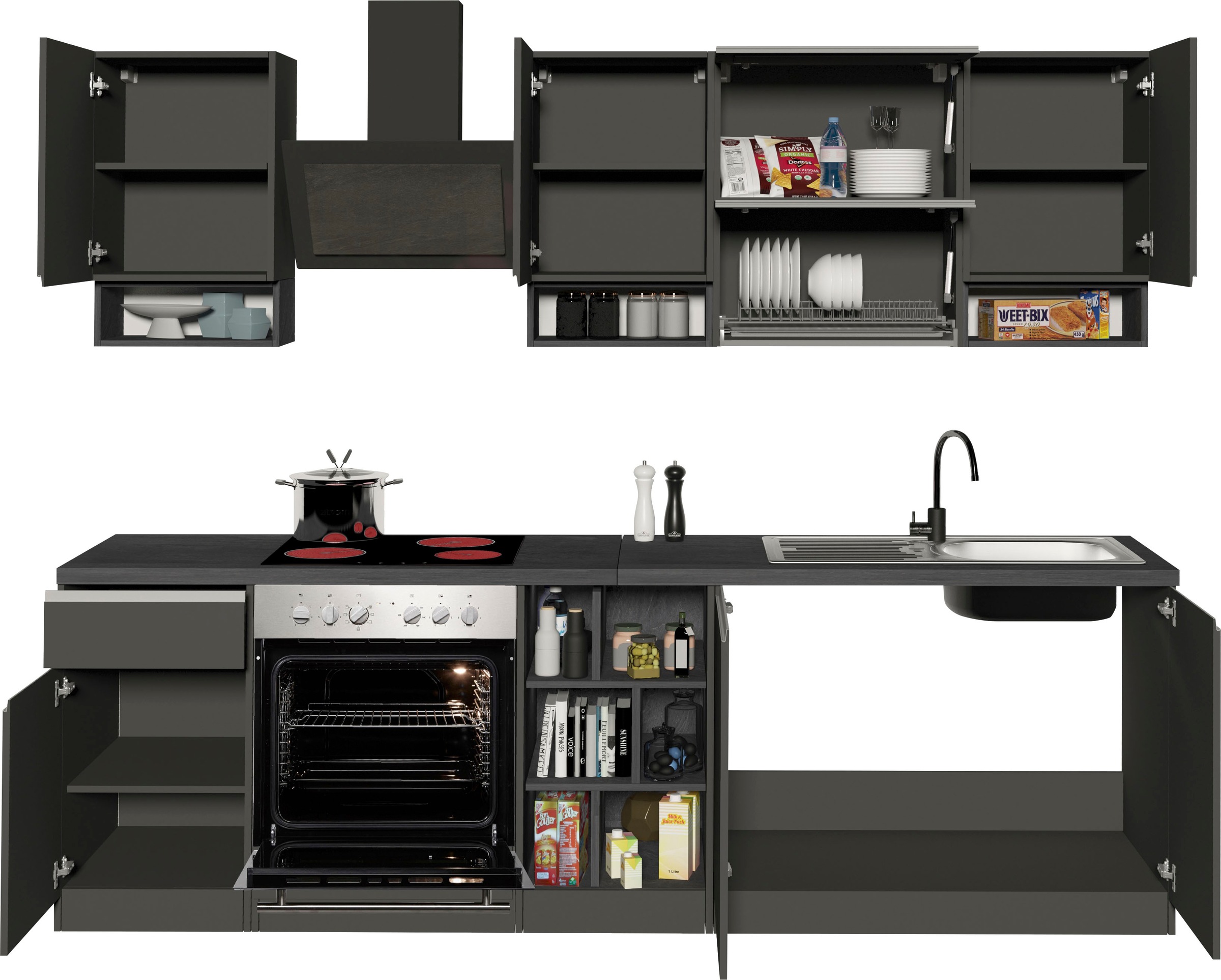 KOCHSTATION Küchenzeile »KS-Sole«, Breite 256 cm, mit Geschirr-Abtropfschrank, ohne E-Geräte