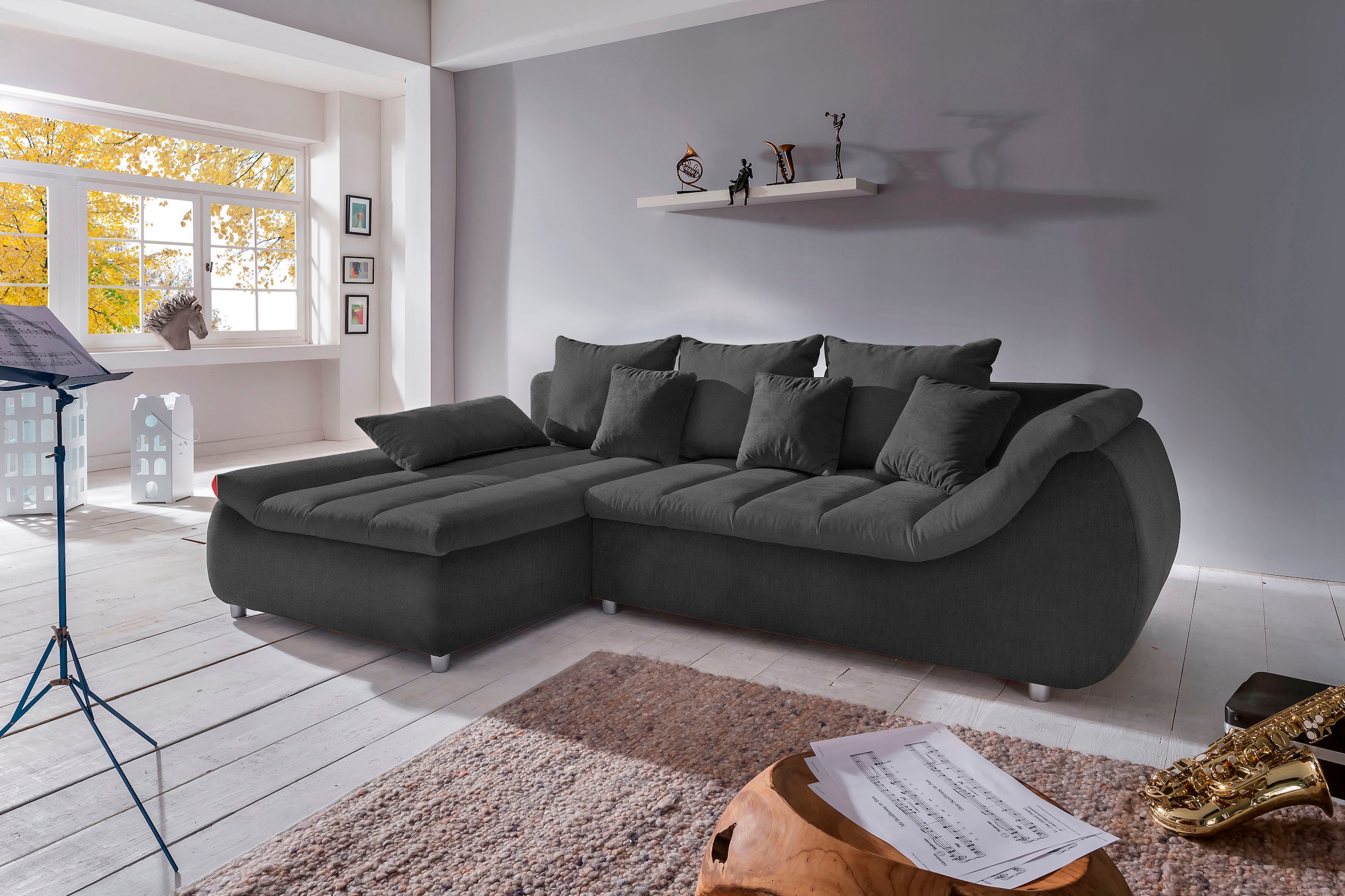 Home affaire Ecksofa "Imola, bequem, aktuelle Steppung im Sitz, L-Form, Breite 270cm" wahlweise mit Bettfunktion