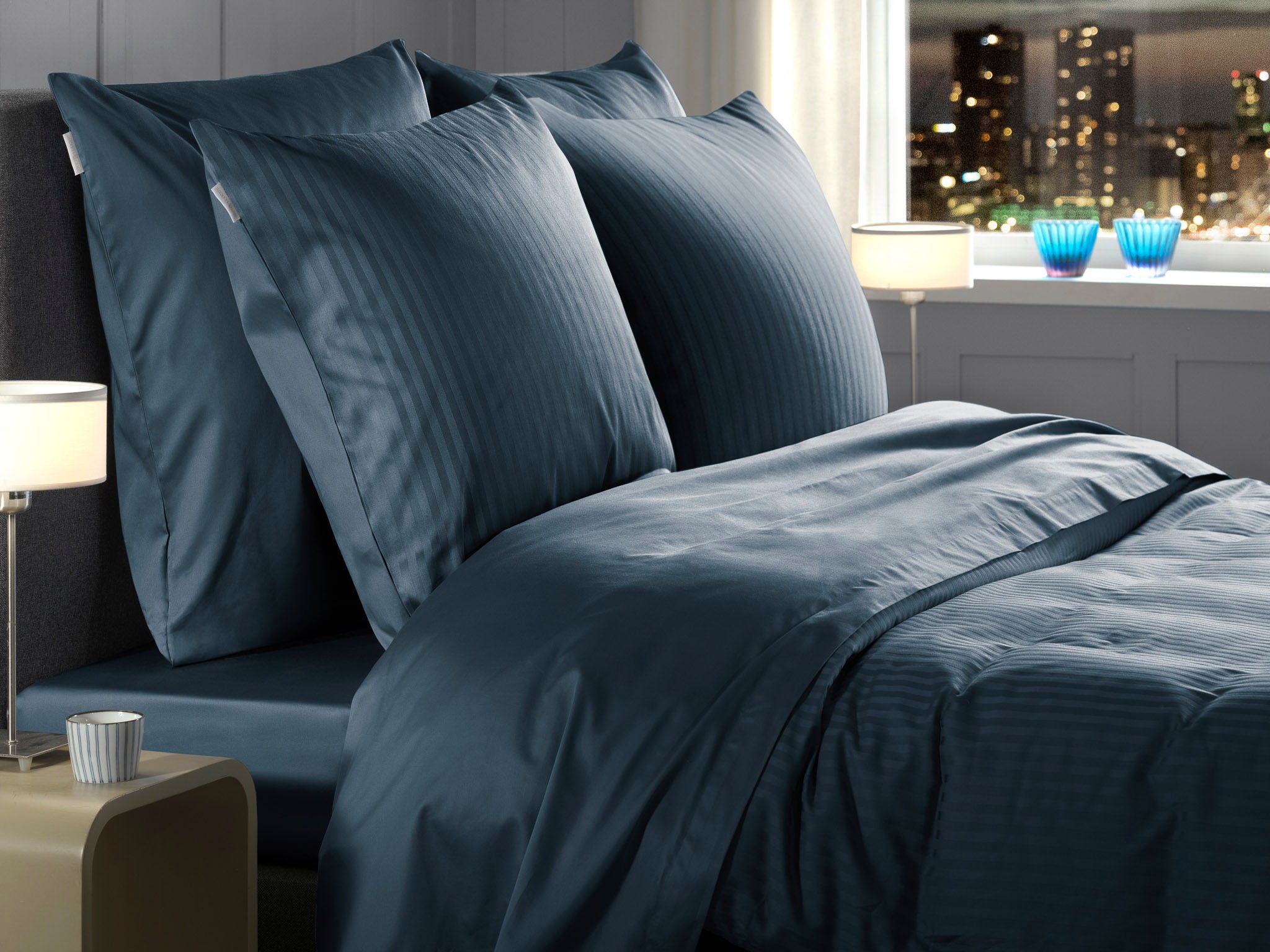 Heckett & Lane Bettwäsche »Banda« 2 Stk. tlg. hochwertiges Mako-Satin, Streifen Satin, Bettwäsche ab 135x200 cm.