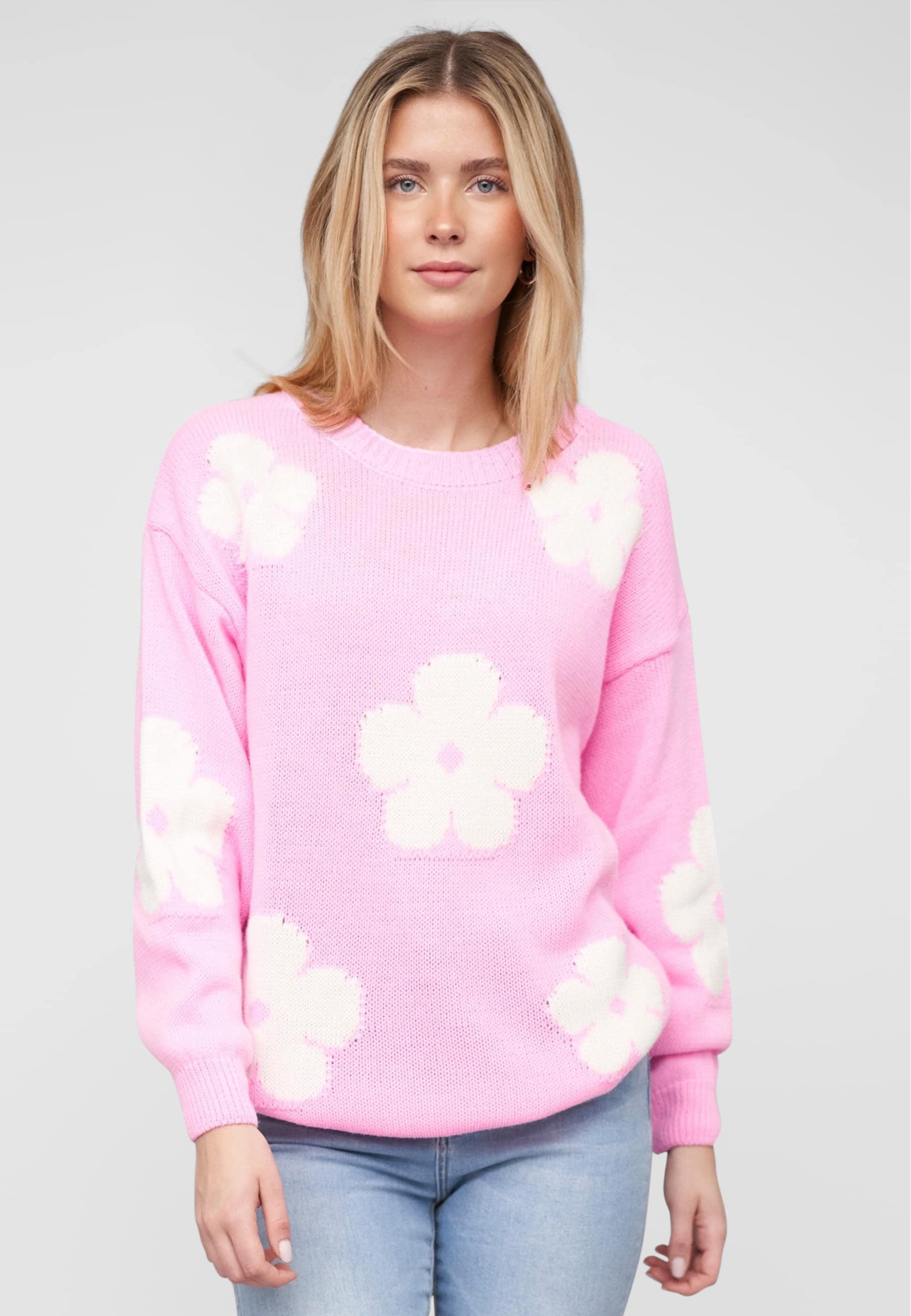 CLOUD 5IVE Rundhalspullover »CLOUD 5IVE Cloud 5ive Crewneck Knit Sweater with Flowers«, (1 tlg.)