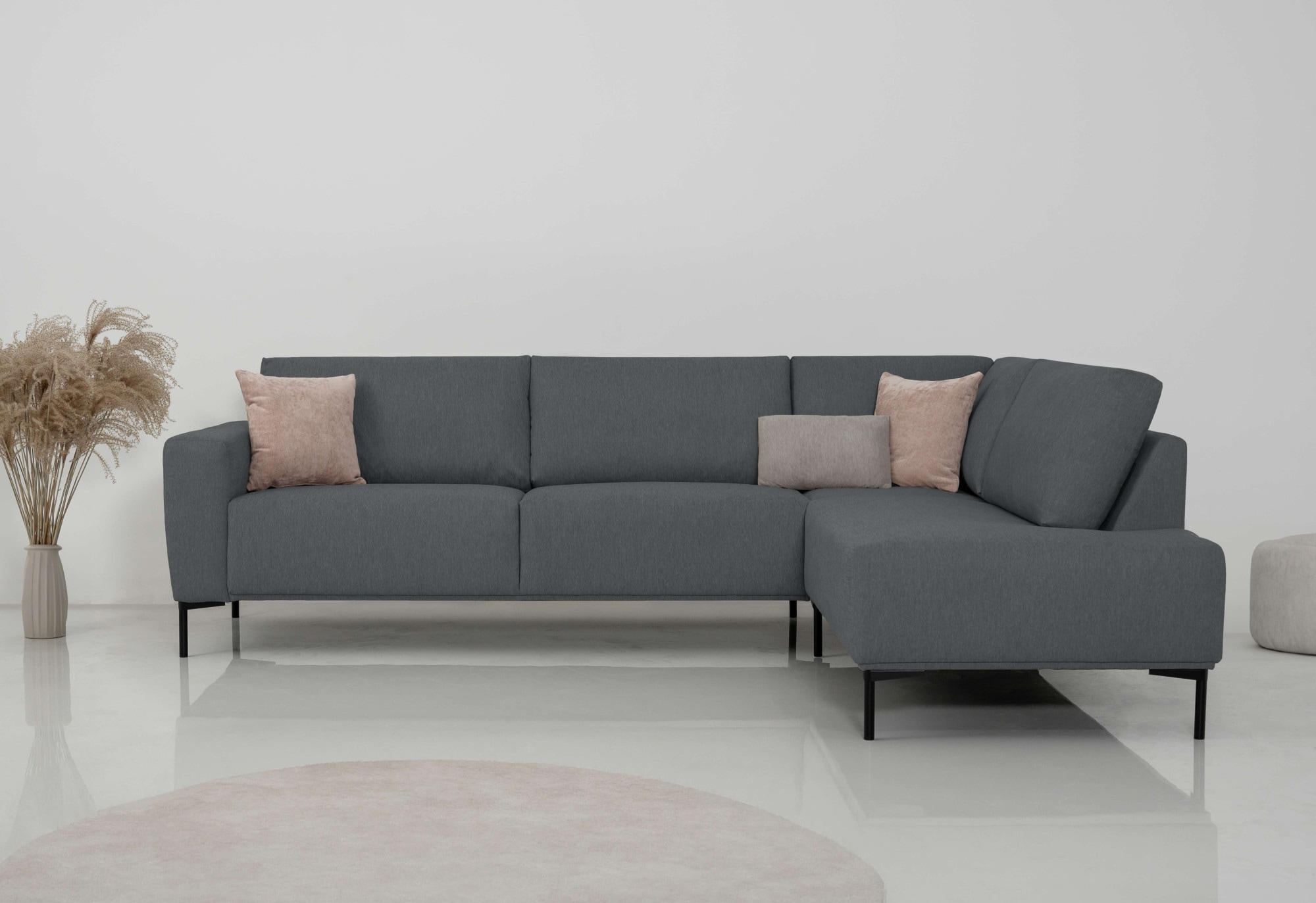 OTTO home Ecksofa "Melby" Breite 275 cm, in einem weichen Struktur Stoff, lose Rückenkissen