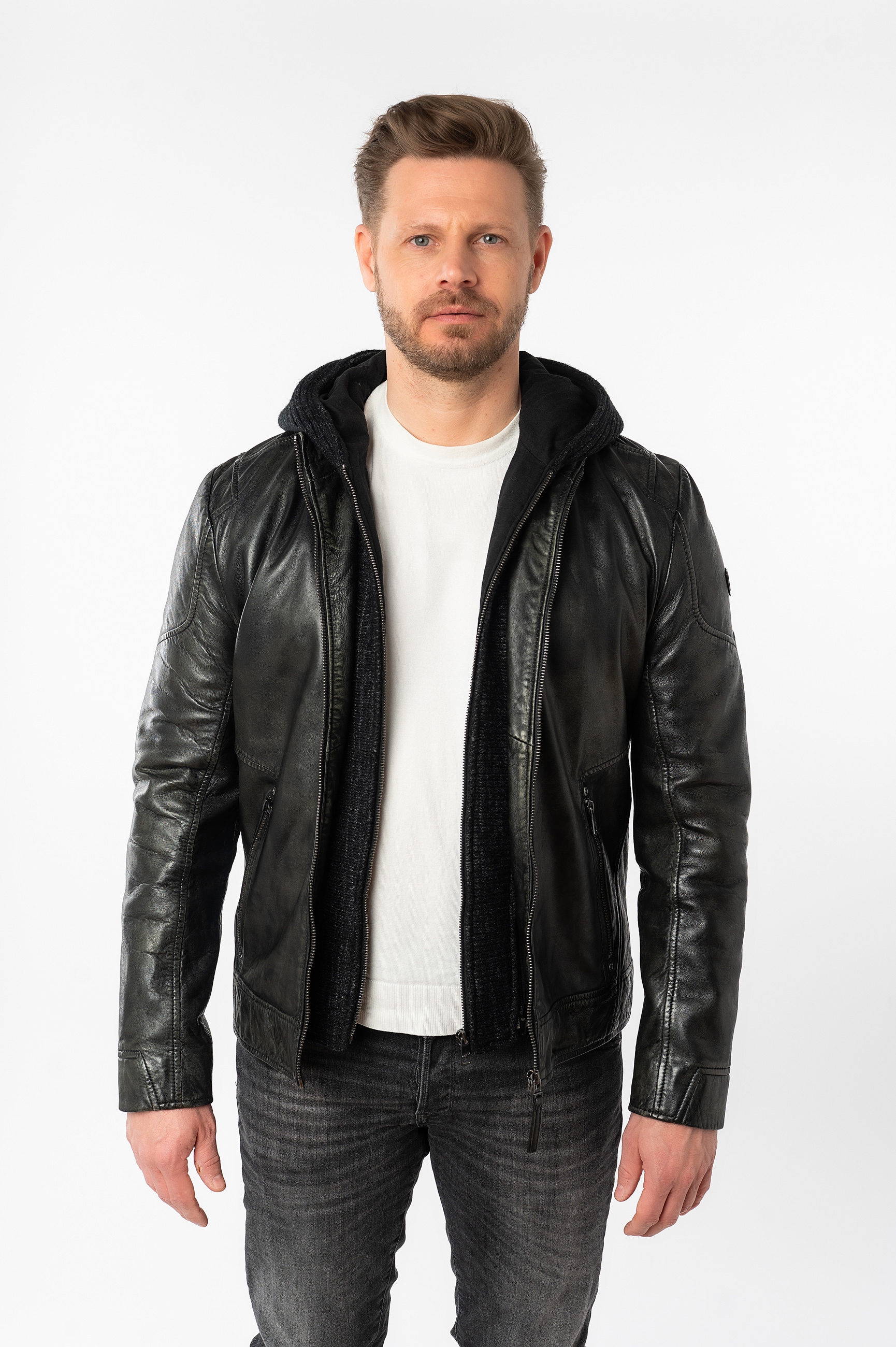 Mauritius Lederjacke "MMCholly", mit Kapuze, mit abnehmbarer Kapuze günstig online kaufen