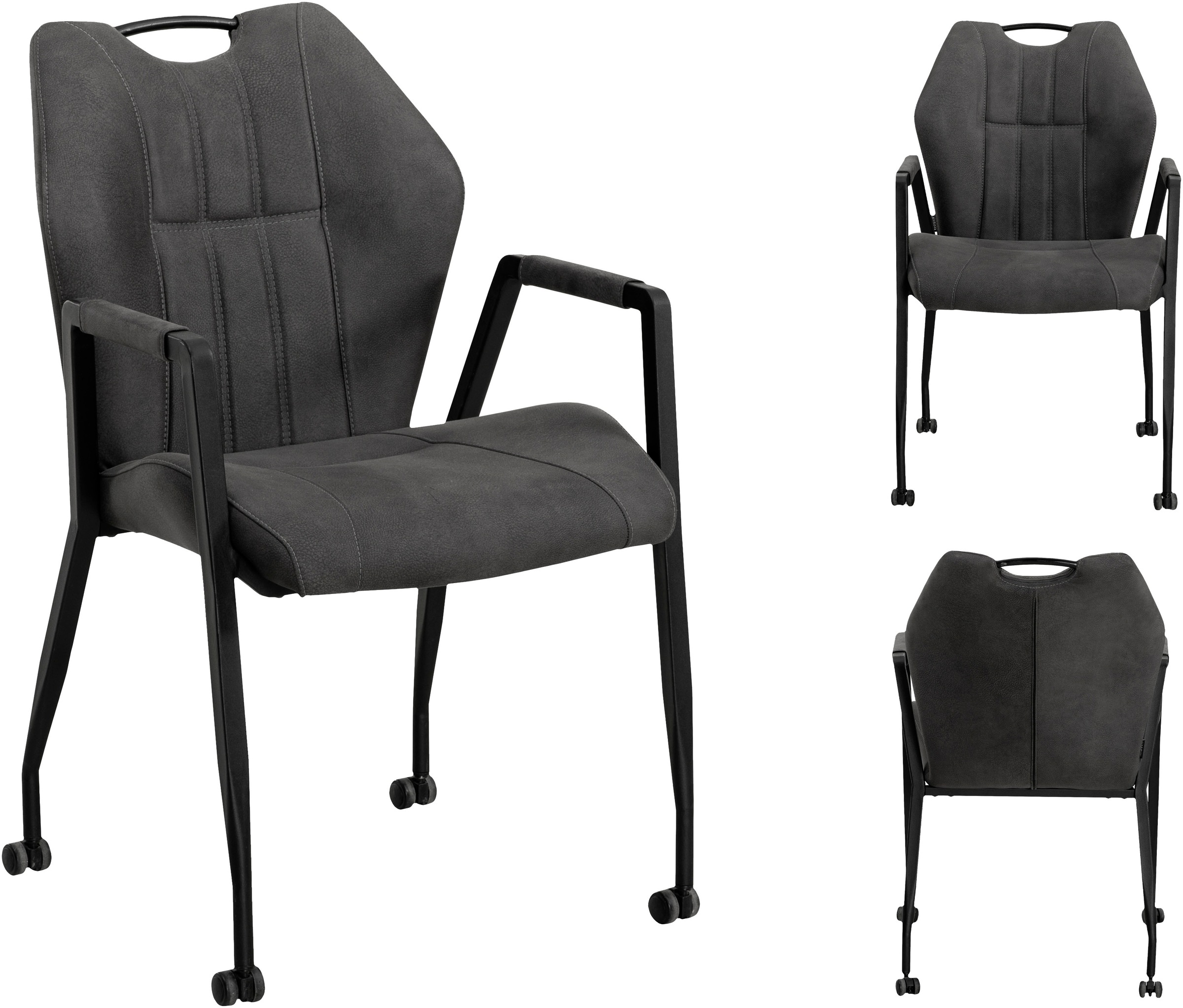 Thumbnail - OMG Design Armlehnstuhl "Point" (Set) 2 Stk.Esszimmerstuhl mit Rollen, Bürostuhl