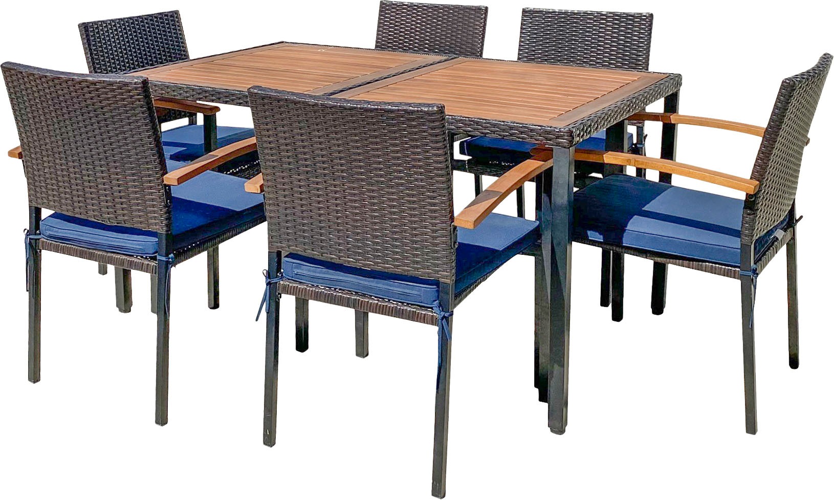 Garden Pleasure Garten-Essgruppe », Tischgruppe »BILBAO««, (Set), 6 Stühle, Tisch LxB: 150x90 cm, inkl Auflagen