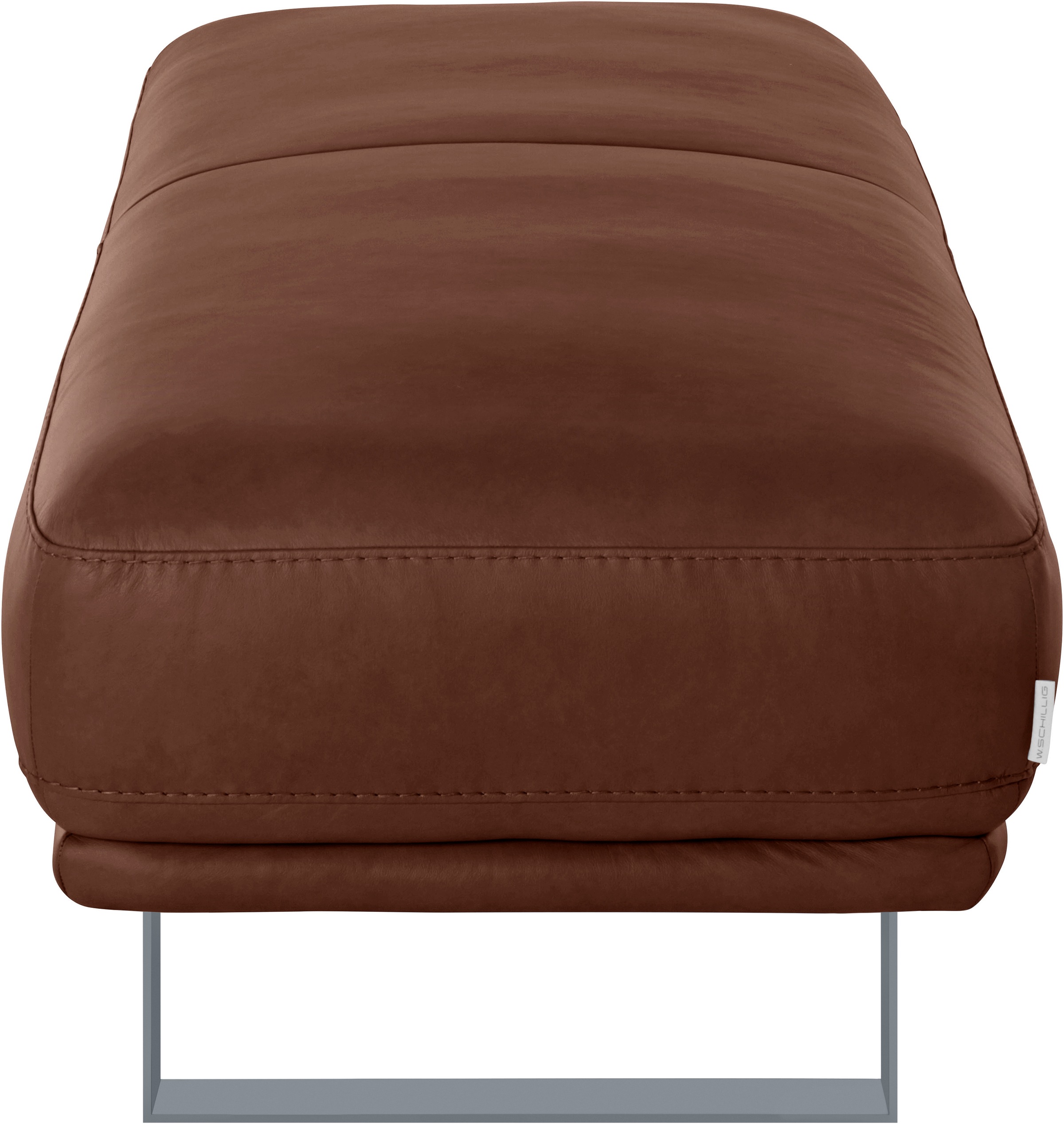 Hocker W.SCHILLIG "montanaa", braun (tobacco z69), B:141cm H:42cm T:61cm, Hocker, Hocker, mit Metallkufen in Silber matt, Breite 141 cm 3