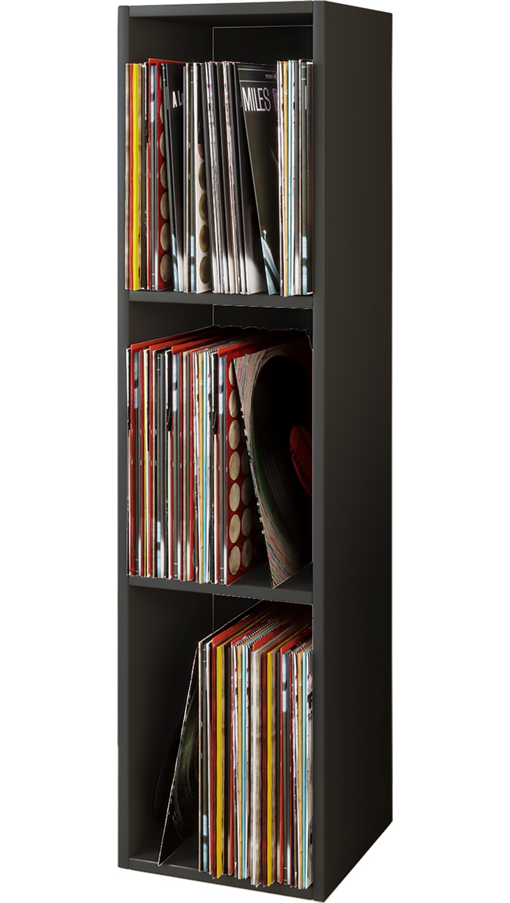 Media-Regal VCM, B:34cm T:30cmschwarz, Regale, "Holz Schallplatten LP Stand Regal Platto 3fach"
