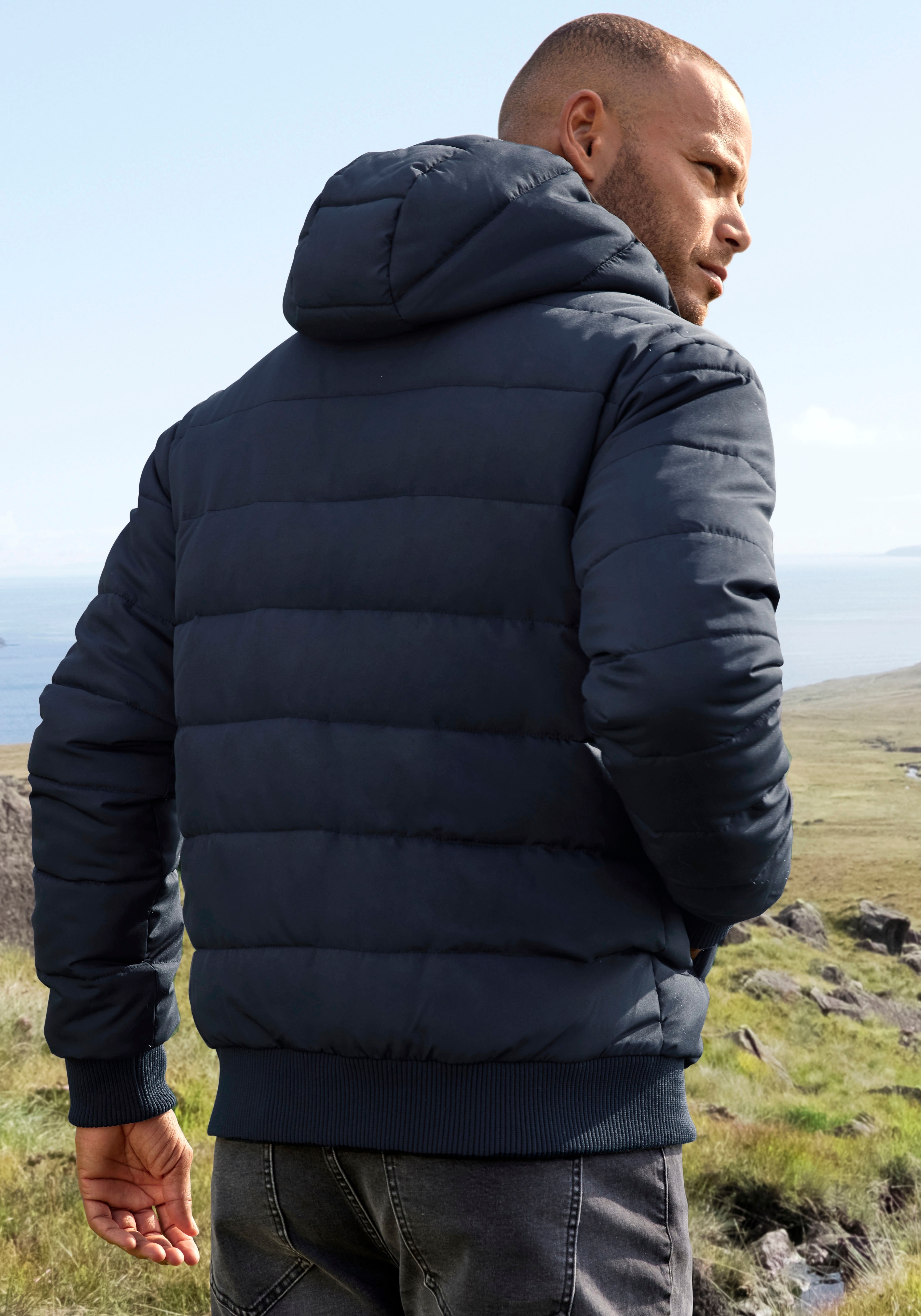 Thumbnail - John Devin Steppjacke mit Kapuze Outdoorjacke mit Strickbündchen