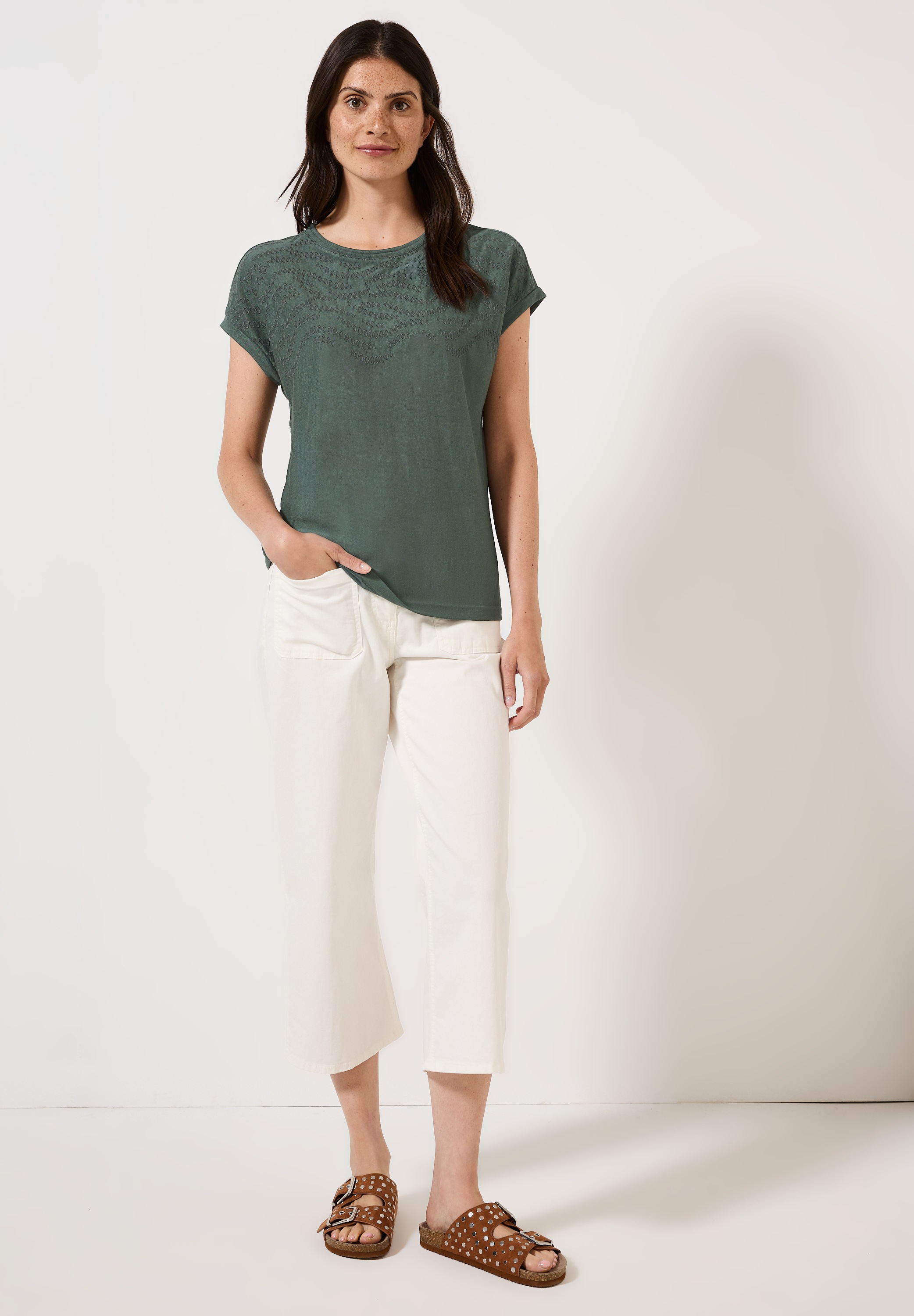 Cecil Women Basic T-Shirt Dark Balmy Khaki XL 2