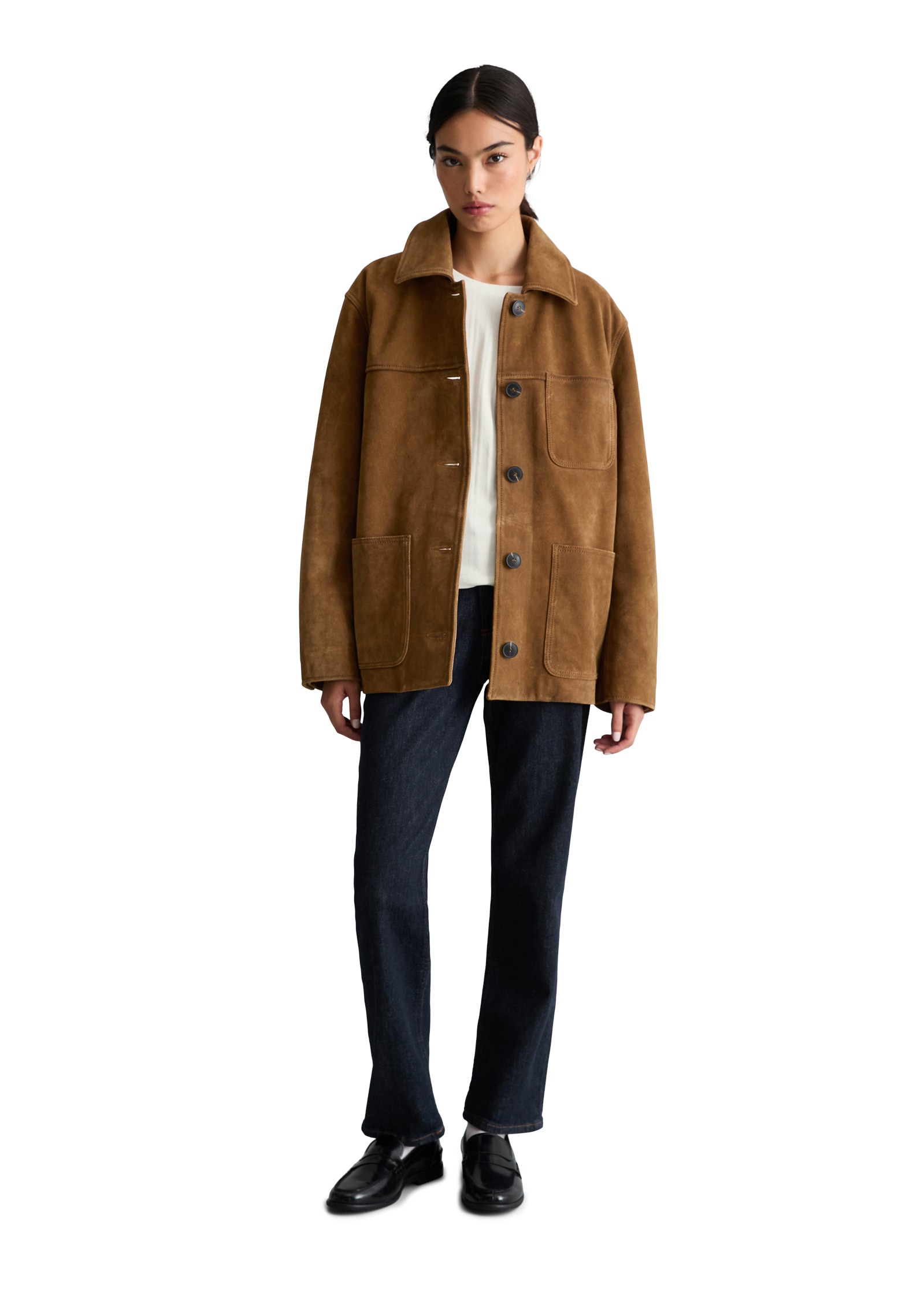 Marc O'Polo DENIM Lederjacke »aus hochwertigem Rinderspaltleder«