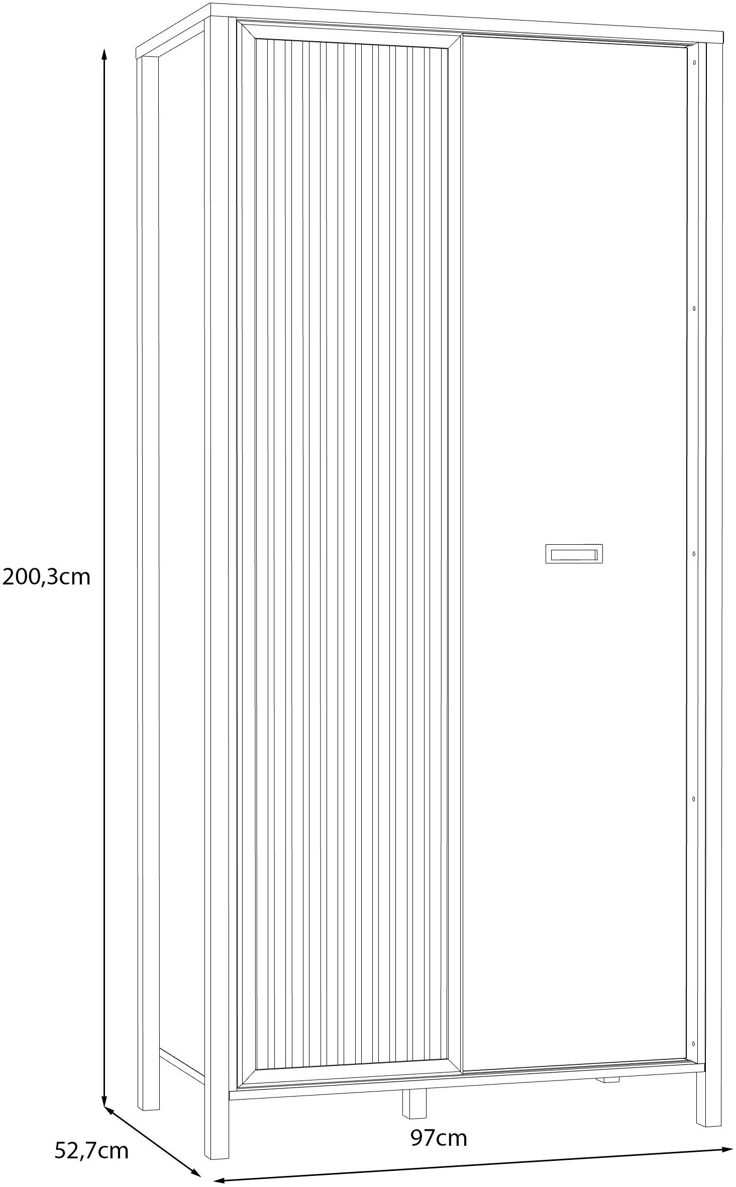 FORTE Kleiderschrank »Jytana« B/H/T 97/200,3/52,7 cm inklusive Kleiderstange u. Einlegeböden