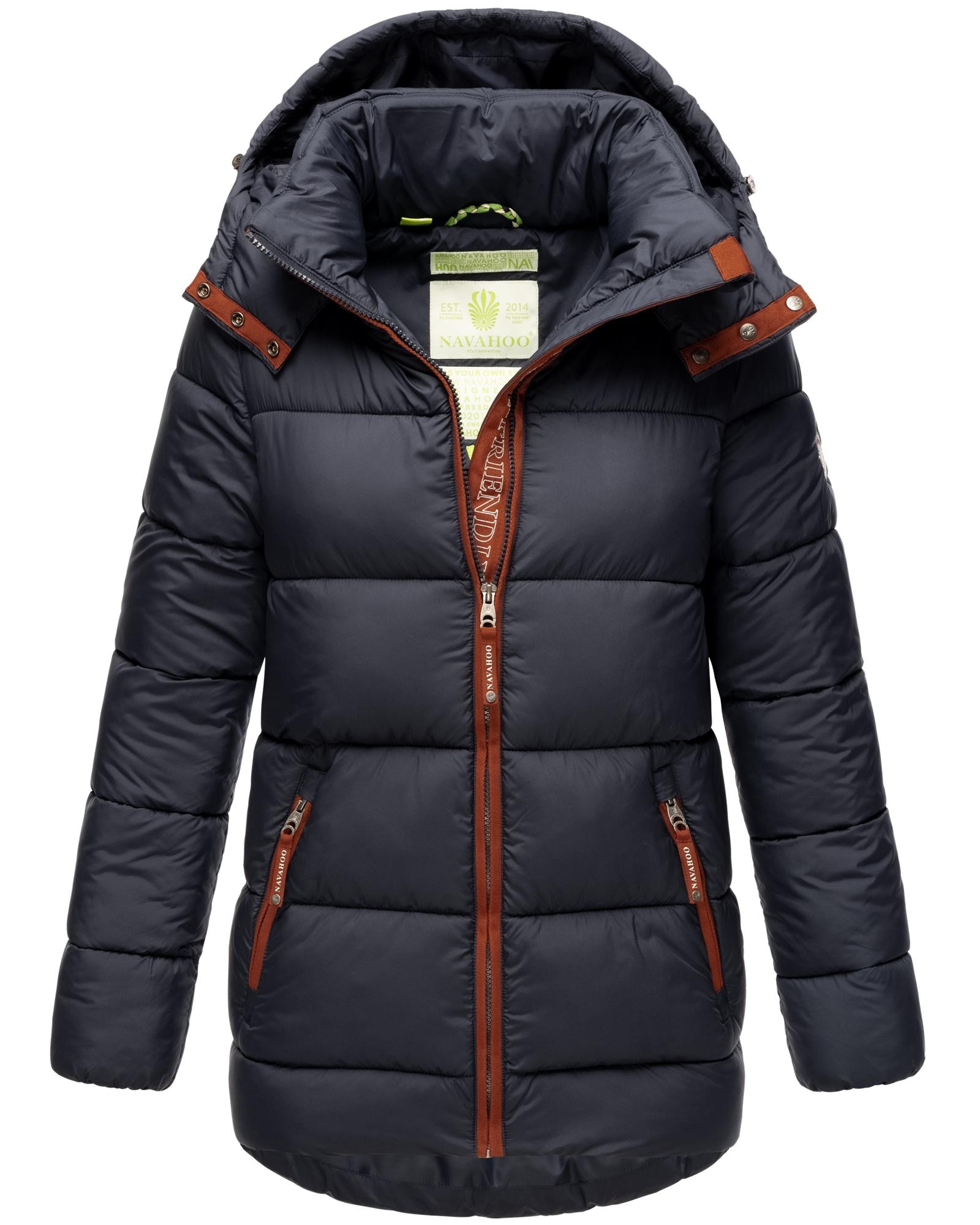 Navahoo Winterjacke »Wattewölkchen«, mit Kapuze, Modische Damen Steppjacke mit kontrastfarbenen Details
